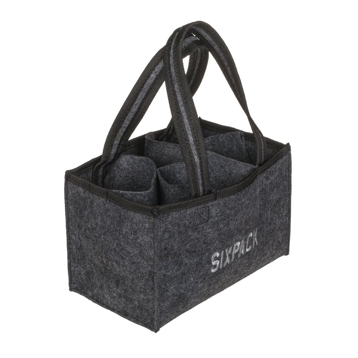 Out of the Blue Tragetasche Flaschenträger anthrazit 6 Flaschen SIXPACK Filztasche Bier, persönliche Geschenkidee