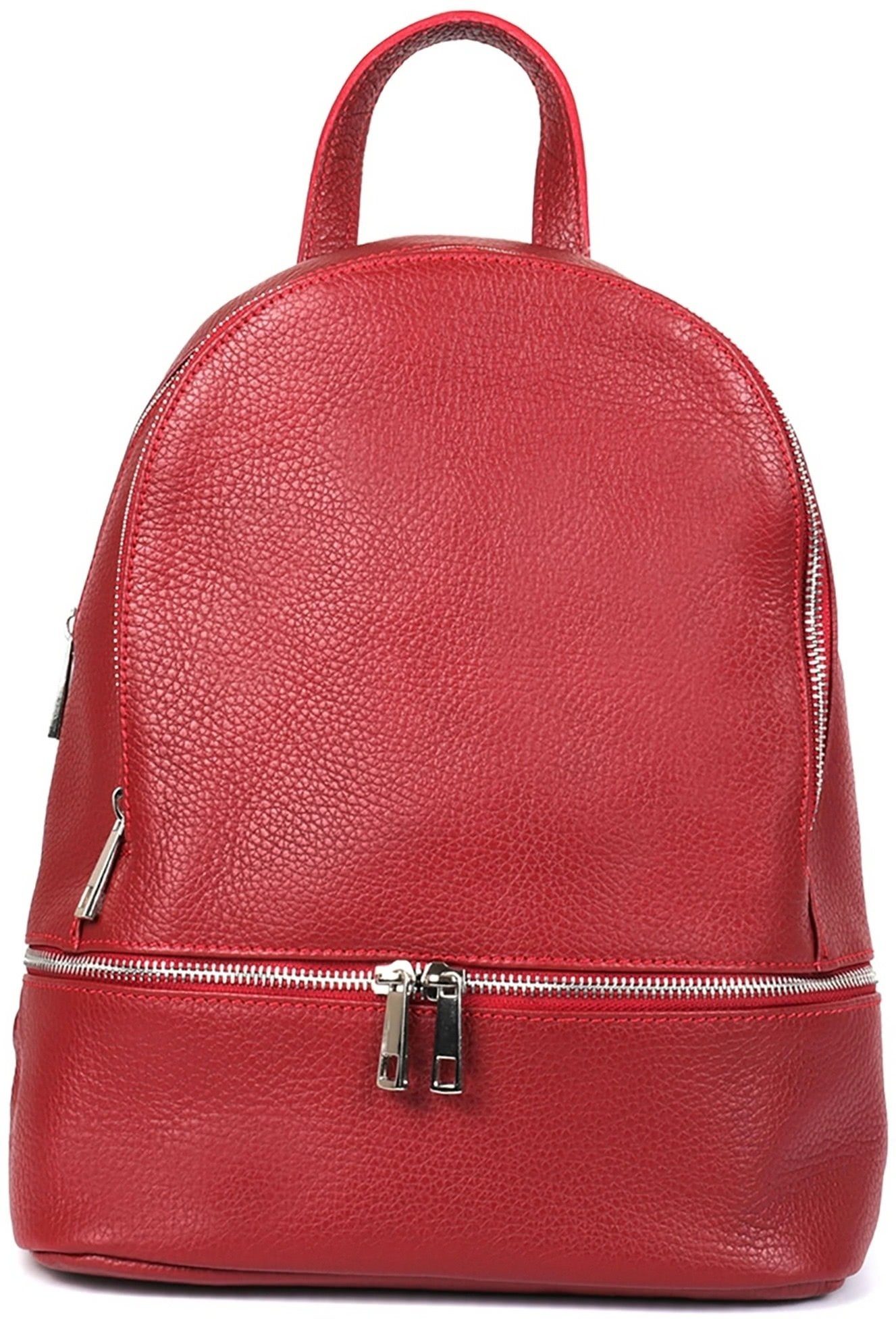 FLORENCE Cityrucksack Florence Damen Rucksack Echtleder (Cityrucksack), Damen Tasche Echtleder rot, Made-In Italy