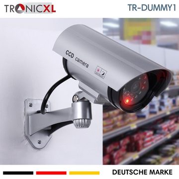 TronicXL 4x Dummy Cam Kamera attrappe CCTV Außen Innen Outdoor Wand Fake silber Überwachungskamera Attrappe (Innenbereich, Außenbereich, 4-tlg., Kameraaattrappe mit blinkender LED Außen)