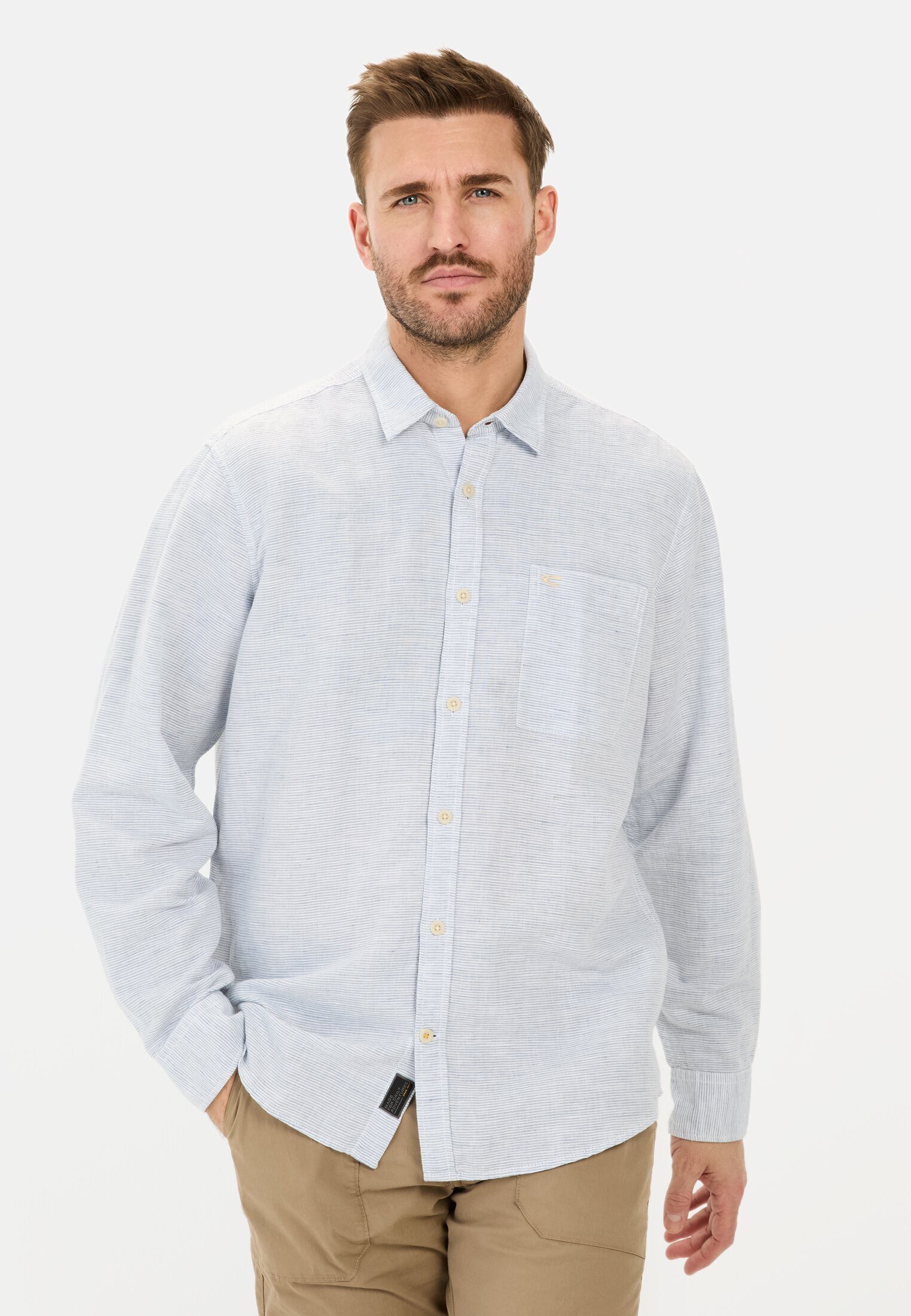 camel active Leinenhemd aus Leinenmix Langarm Kentkragen günstig online kaufen