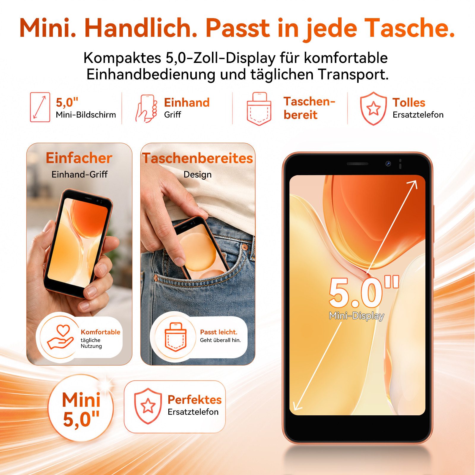 blackview WAVE2C 5‘’ Handy ohne Vertrag, Android 16, 32GB, mit Charger/Hülle Smartphone (5 Zoll, 32 GB Speicherplatz, 4G Dual SIM, Face ID, 1080P-Video, Google Lens, mit Ladegerät)