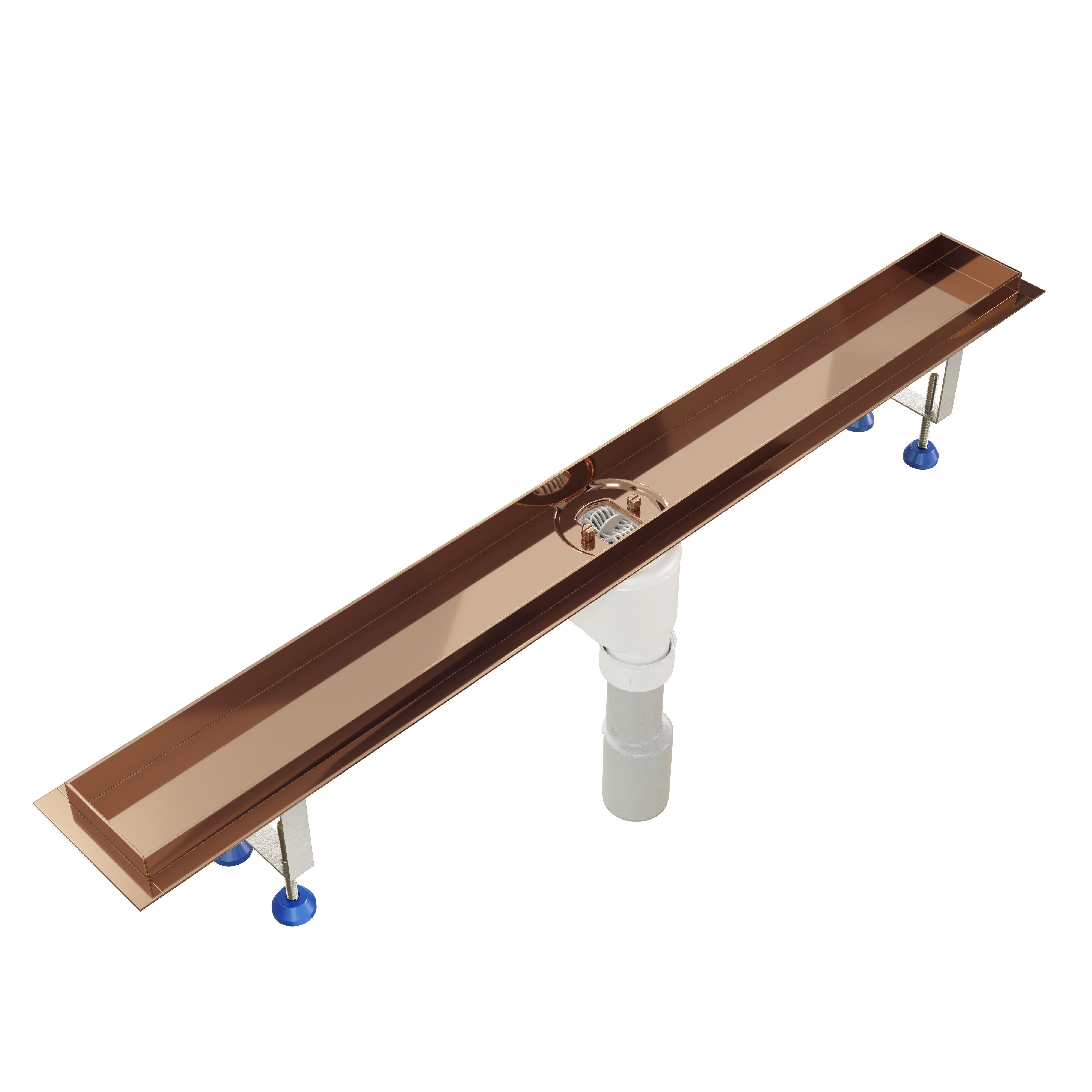 Thumbnail - Aquabad® Duschrinne Edelstahl Hochglanz PVD Beschichtet, Viega Ablauf, Komplett-Set, Farbe: Roségold