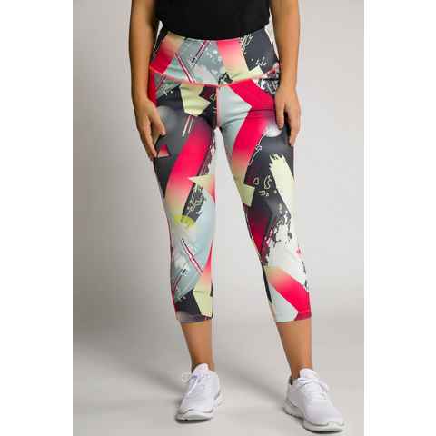 Ulla Popken Jogginghose Sportleggings Neonstreifen High Waist Zipptasche