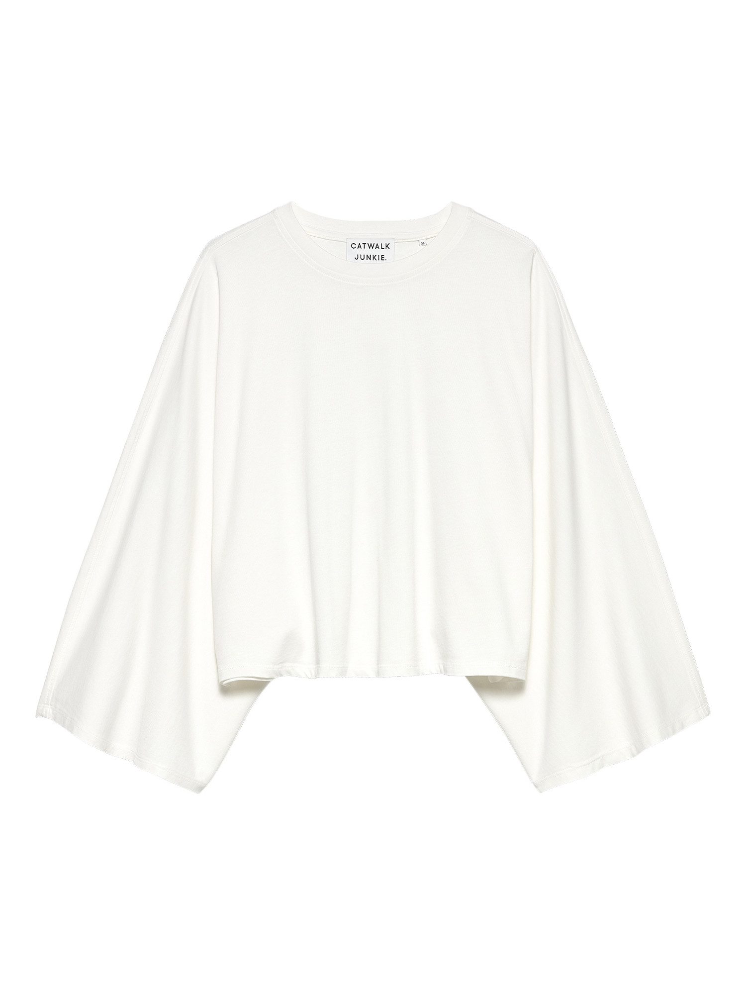 Catwalk Junkie Langarmshirt Cape long sleeve - Cape Shirt weiß aus Baumwolle
