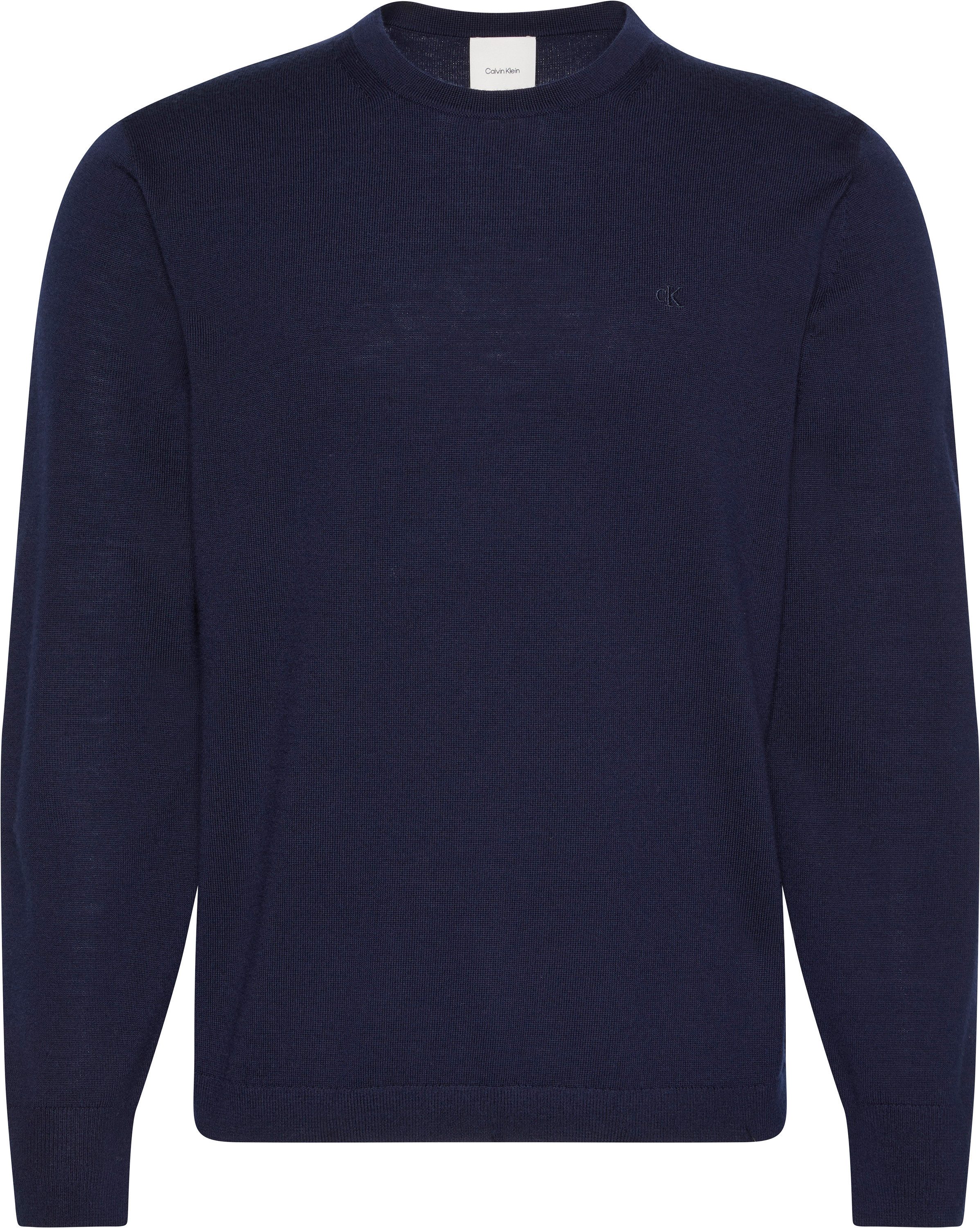 Calvin Klein Strickpullover LS 100% MERINO CREW 14GG Mit Rundhalsausschnitt, regular fit