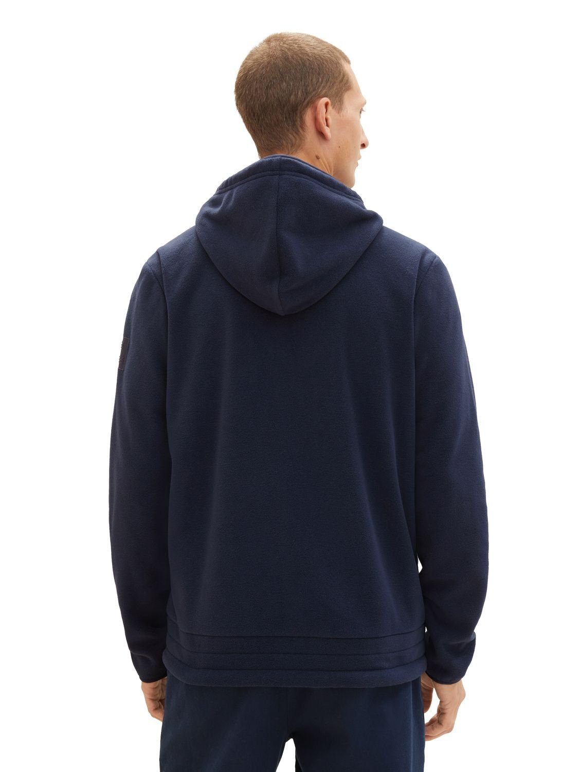 TOM TAILOR Captain Blue Polyester FLEECE CUTLINE aus Kapuzensweatjacke Sky 10668