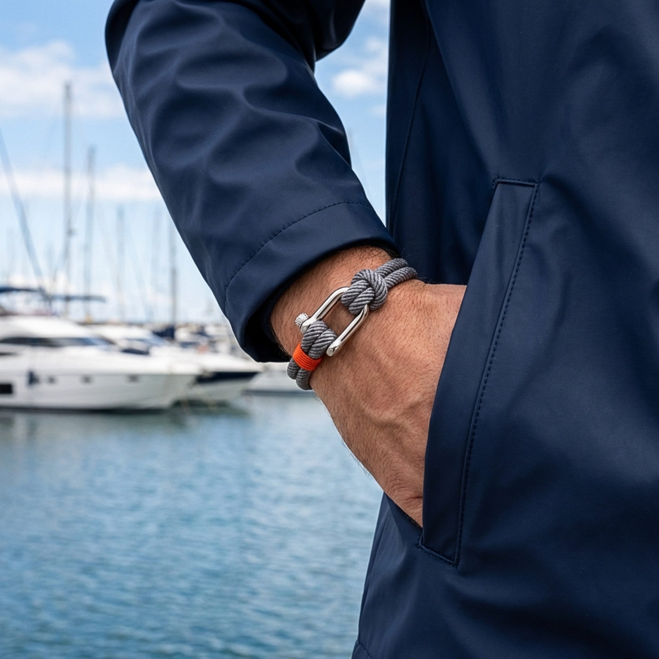 UNIQAL.de Armband Maritimes Segeltau-Armband mit Edelstahl-Schäkel – nautis günstig online kaufen
