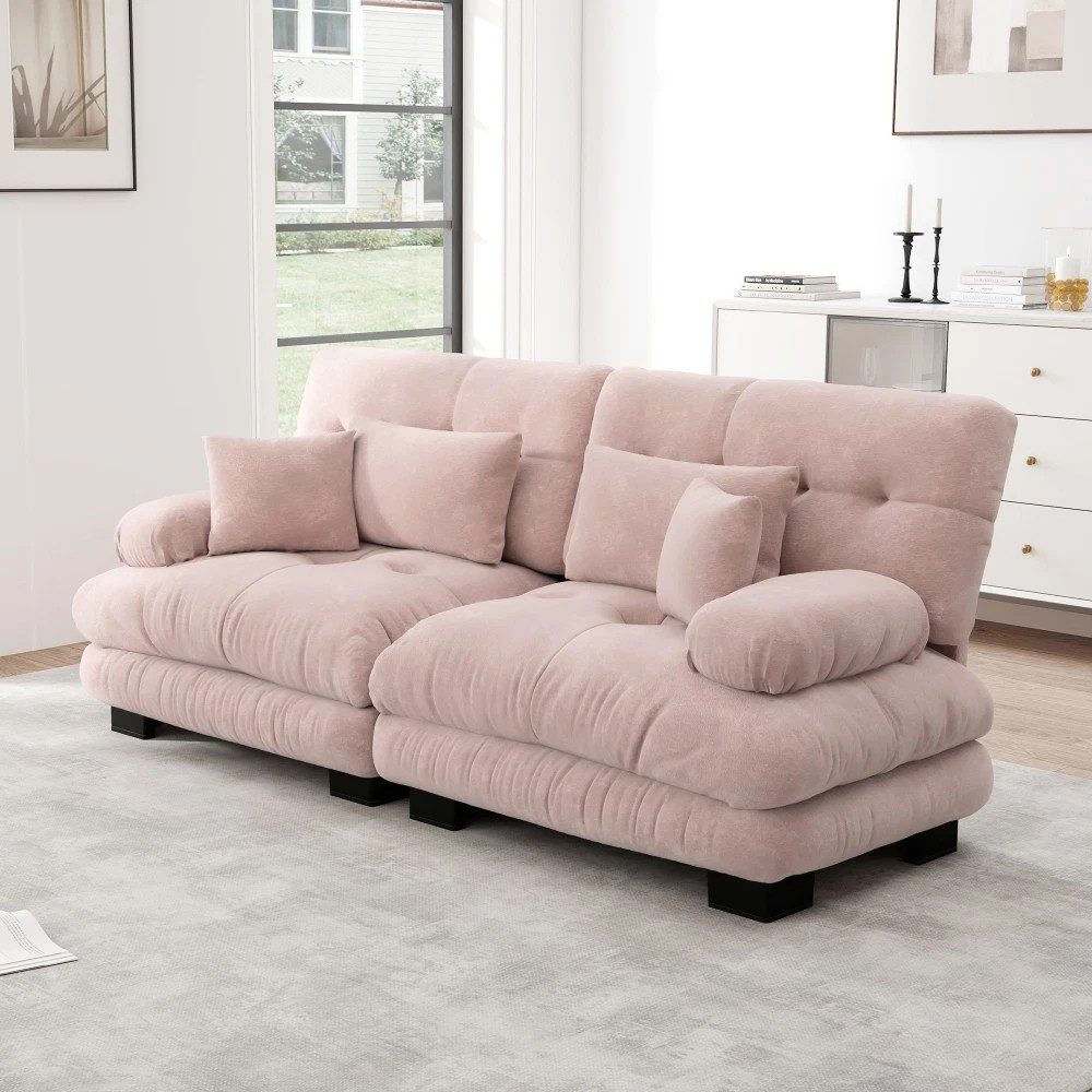 MIBODE Ecksofa Luxuriöses Modulares Ecksofa Übergroßes L-förmiges Cloud Couch, Sofa, Cloud-Design, weicher Chenille-Bezug, Massivholzrahmen