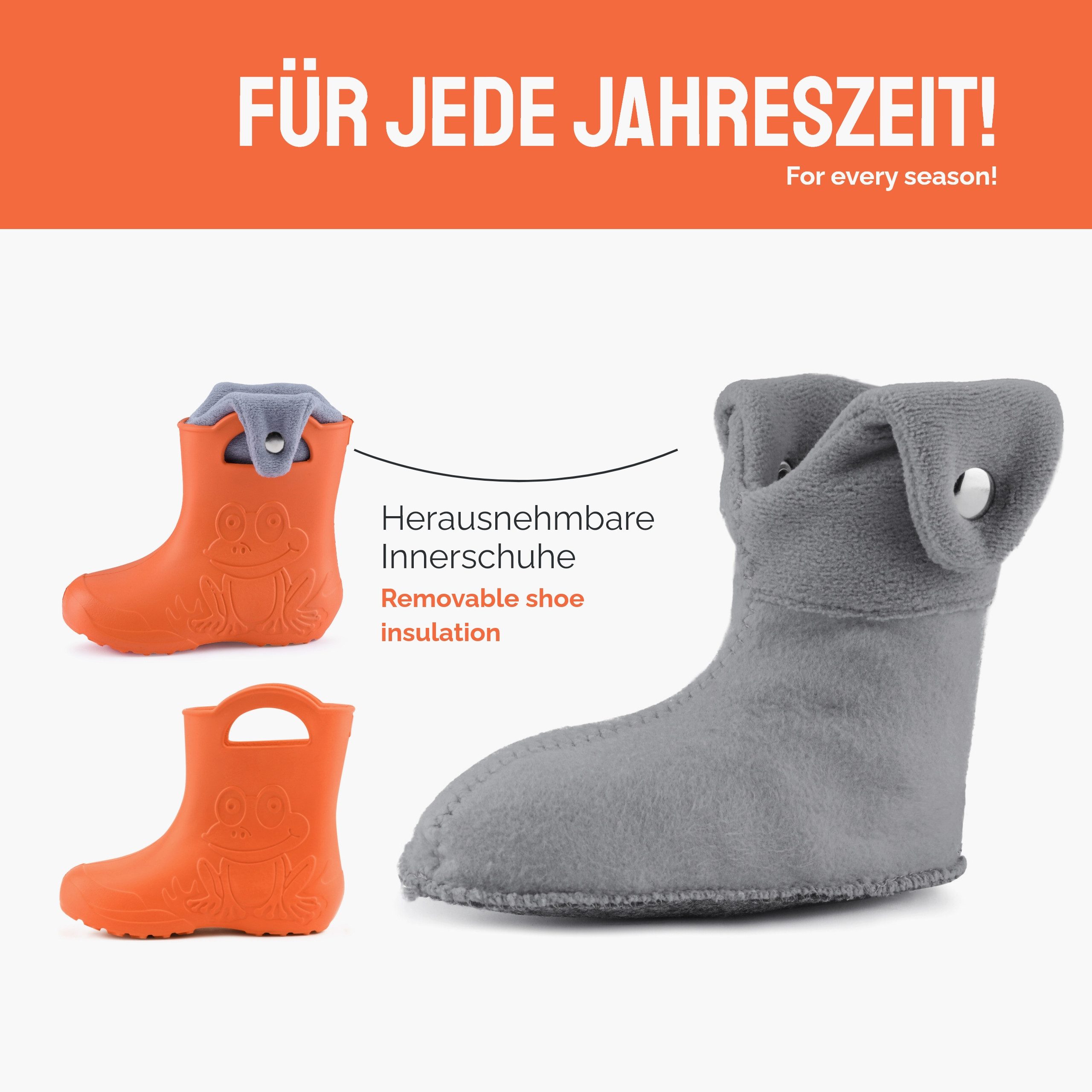 Ladeheid EVA Regenschuhe mit herausnehmbares Innenfutter LA-CA-04 Gummistiefel Kinder gefüttert und federleicht – Bild 4 von 5