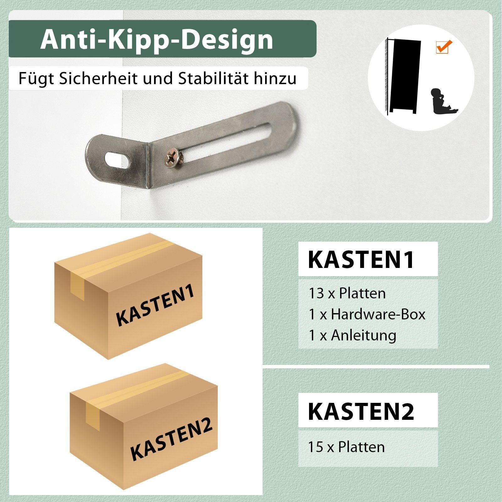 COSTWAY Küchenbuffet Hochschrank mit Schublade & verstellbare Ablagen, 180cm – Bild 5 von 5
