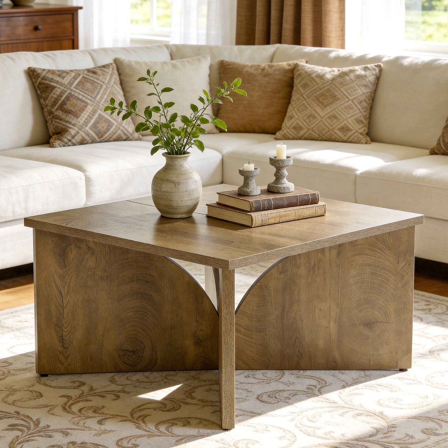Couchtisch 80 cm Beistelltisch, Wohnzimmertisch, Sofatisch mit stabilem Gestell