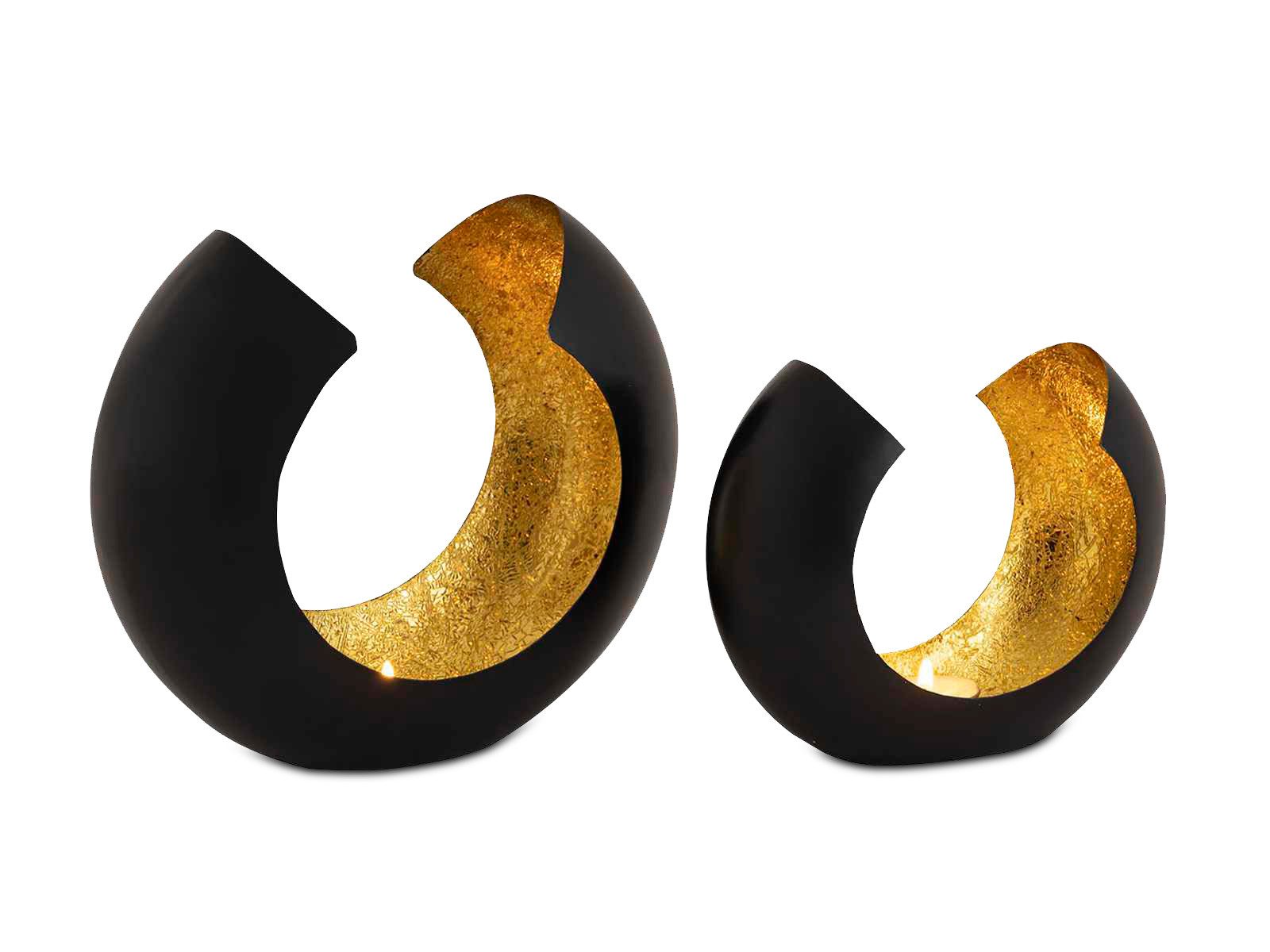 Teelichthalter Kerzenhalter Teelichthalter Set 2-teilig Kerzenständer Metall schwarz
