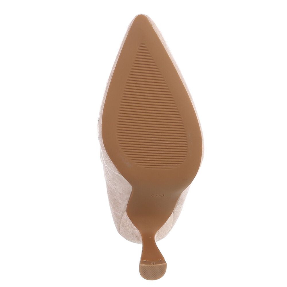 Ital-Design Hochfront Stiefel mit Blockabsatz und Raffung Stiefel (90851725) Pfennig-/Stilettoabsatz Stiefel in Beige