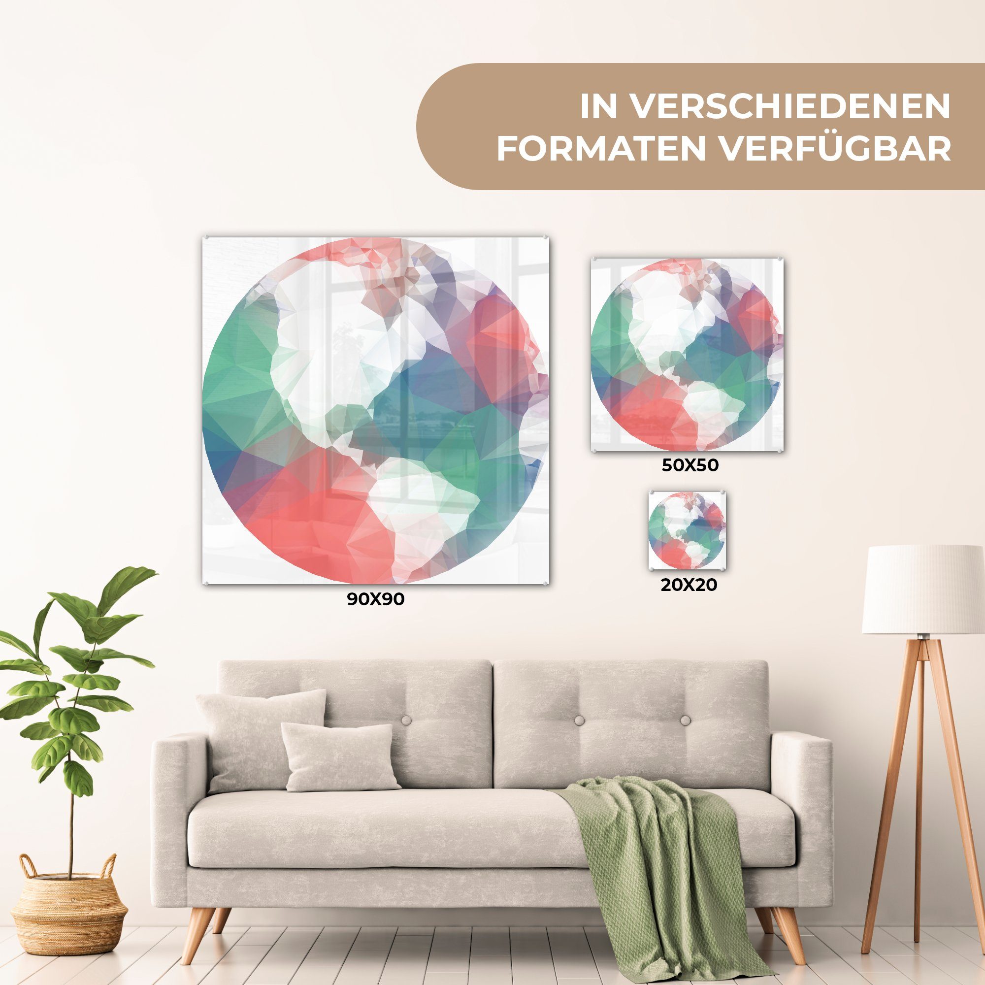 Welt Foto Acrylglasbild - - Bilder St), Illustration Glasbilder - (1 MuchoWow Wanddekoration Glas Low auf auf Wandbild Poly, Glas