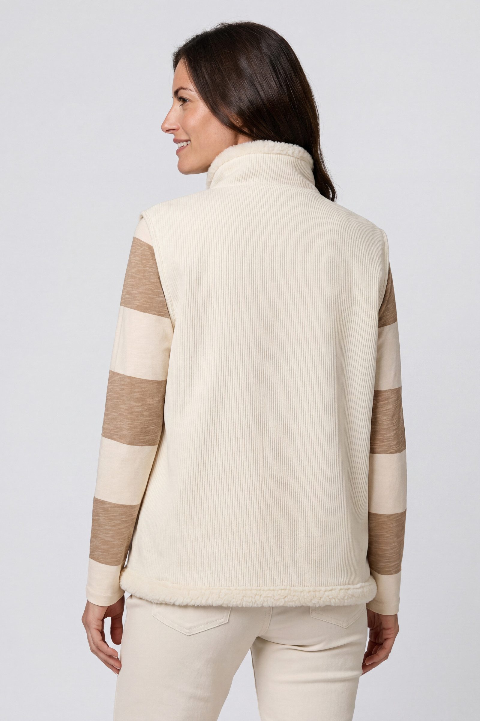 Alife & Kickin Fellimitatweste Damen EstherAK T Fellimitatweste, Weste Gerippte Strickoptik mit Stehkragen und Eingrifftaschen