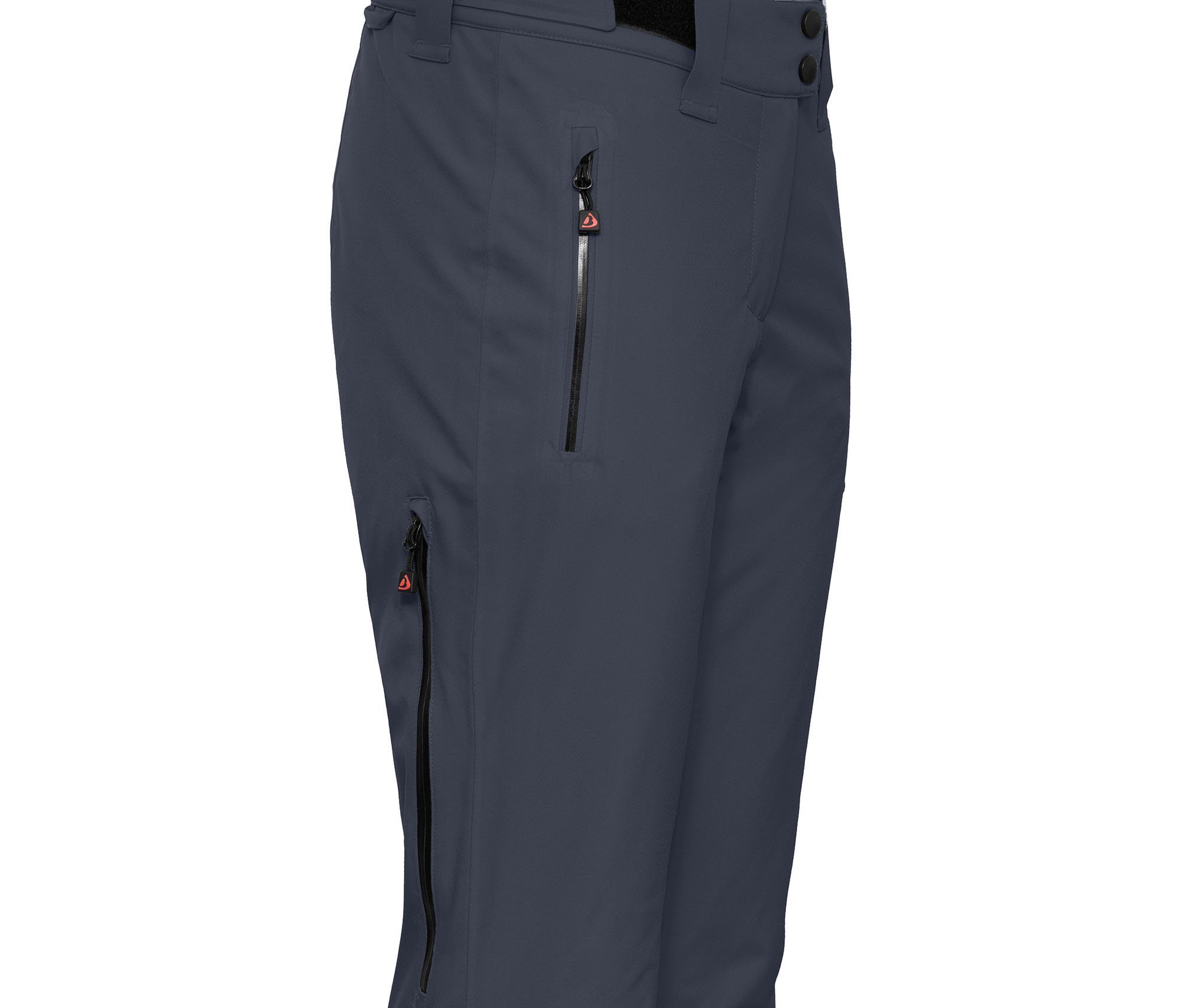 Bergson Skihose Skihose, Normalgrößen TUSBY grau/blau COMFORT wattiert, Wassersäule, Damen recycelt, mm 20000