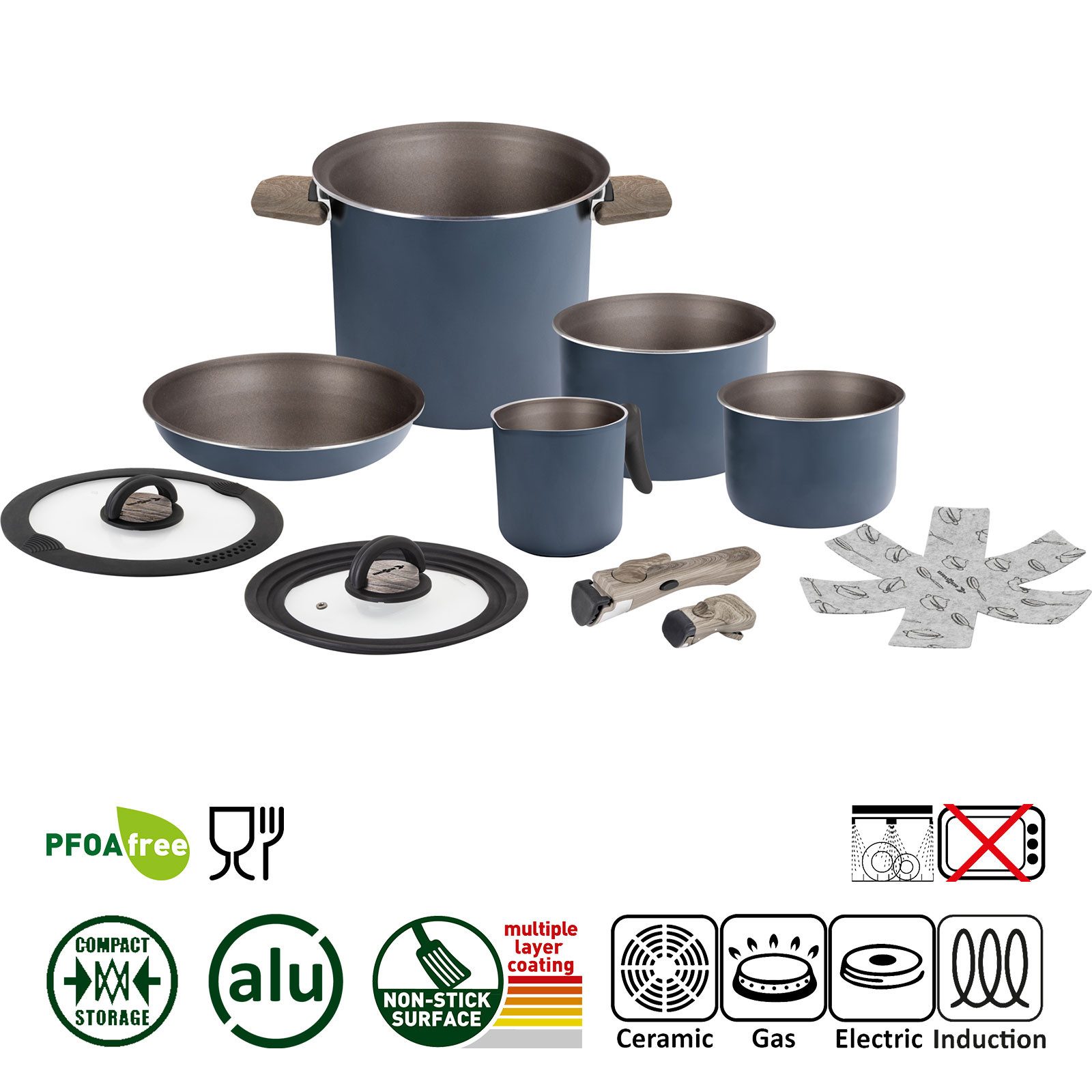 BRUNNER Topf-Set BRUNNER Camping Topfset TORRALTA Vacublock Leicht, Stapelbar, Alu, (7-tlg)