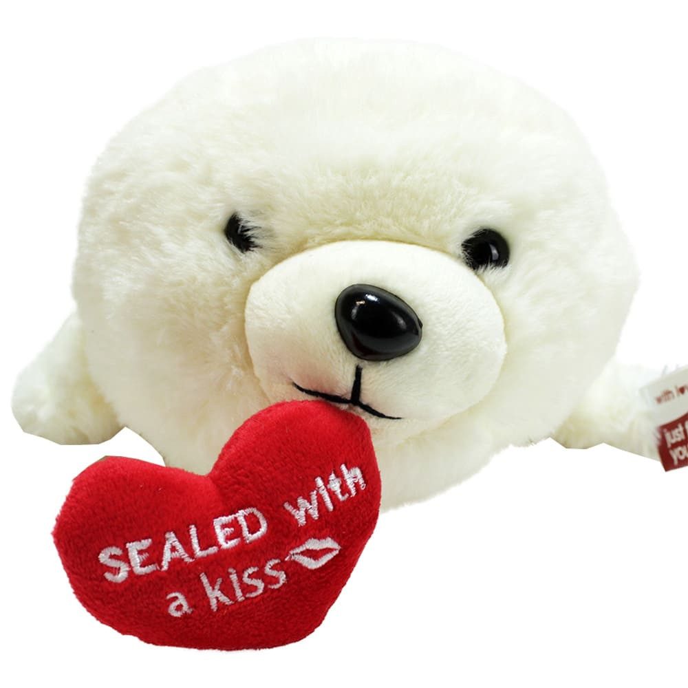 Tierkuscheltier Robbe Plüschtier mit Herz "Sealed with a kiss" - ca. 38 cm