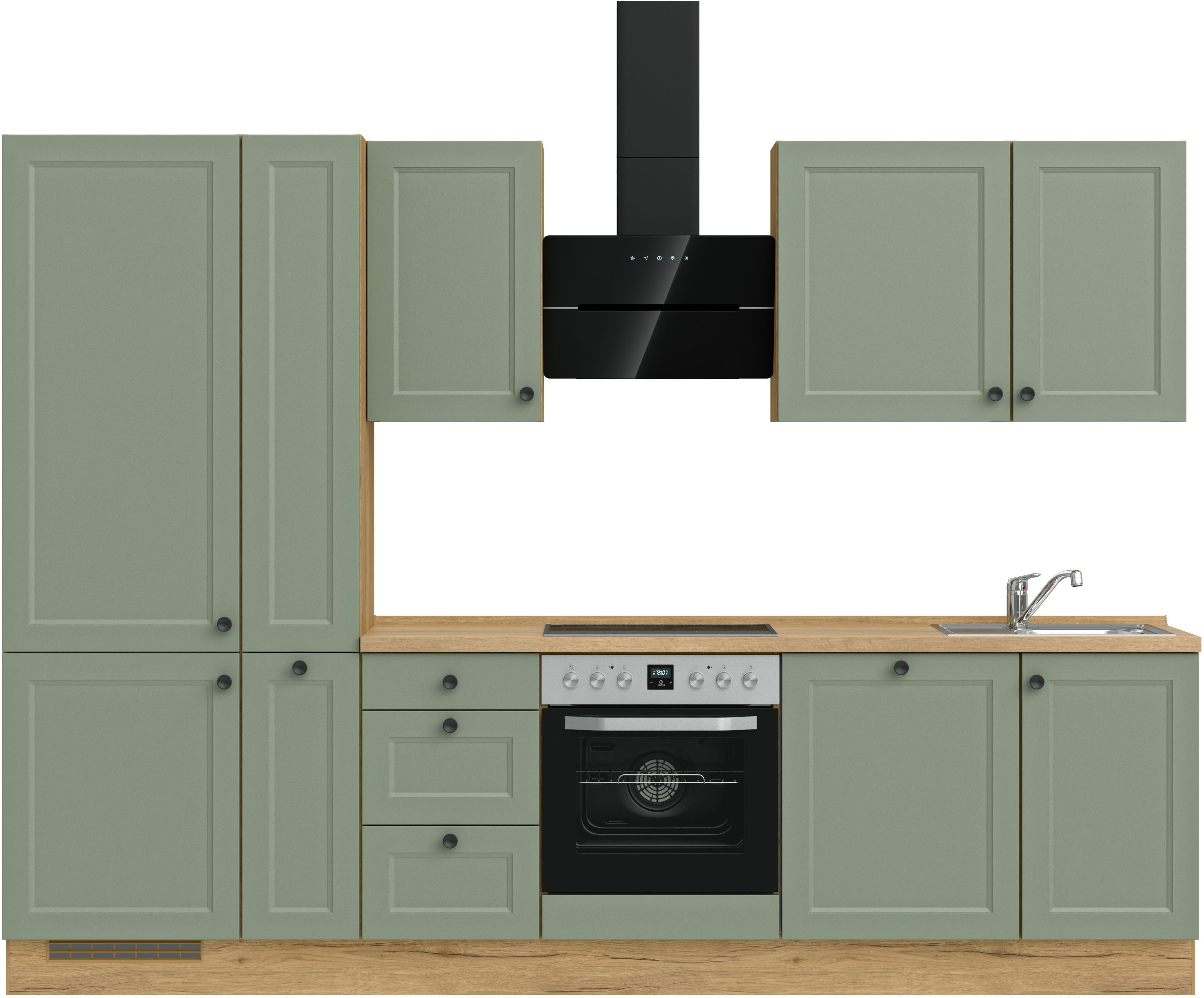 nobilia® Küchenzeile "Cascada II", NEU: individuell anpassbar mit gratis Profi-Beratung, vormontiert, Breite 300 cm, Ausrichtung wählbar, wahlw. mit E-Geräten
