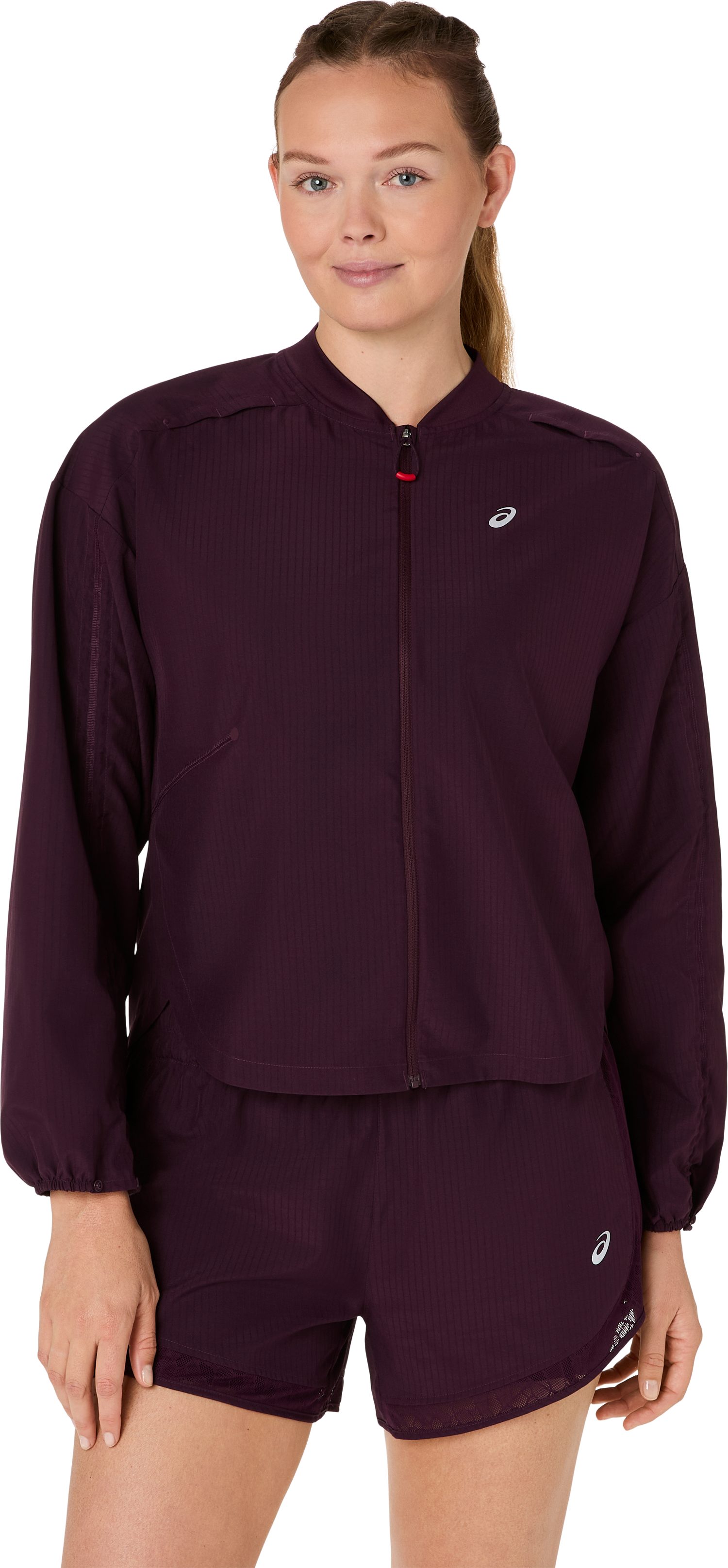 Asics Laufjacke mit Belüftungsöffnungen vorne und hinten, leicht verstaubar