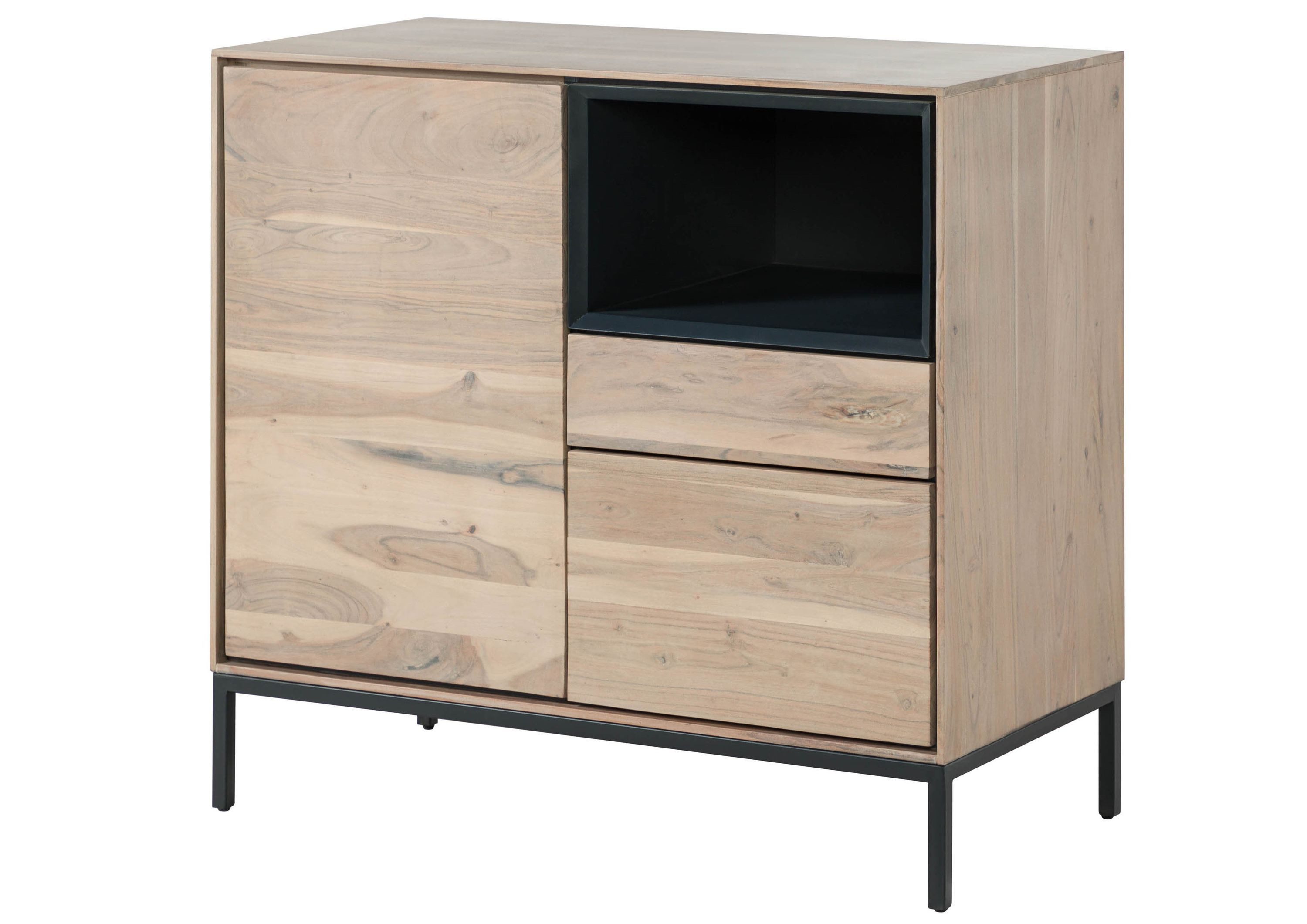 Massivmoebel24 Sideboard CHICAGO Akazie Massivholz hellbraun (Massivholz montiert 53 kg CHICAGO #08), Akazie 90x45x85 cm (BxTxH) hellbraun geölt