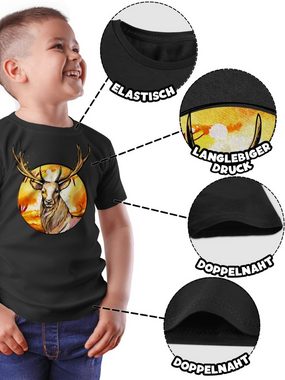 Shirtracer T-Shirt Hirsch mit Hintergrund Mode für Oktoberfest Kinder Outfit
