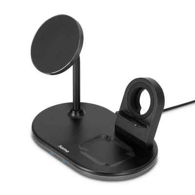 Hama 3in1 Wireless Charger Ladestation für Apple iPhone AirPod Apple Watch Induktions-Ladegerät (mit Pad, Fast-Charge-Technologie, Apple iPhone 12, 13, 14, 15-Modelle)