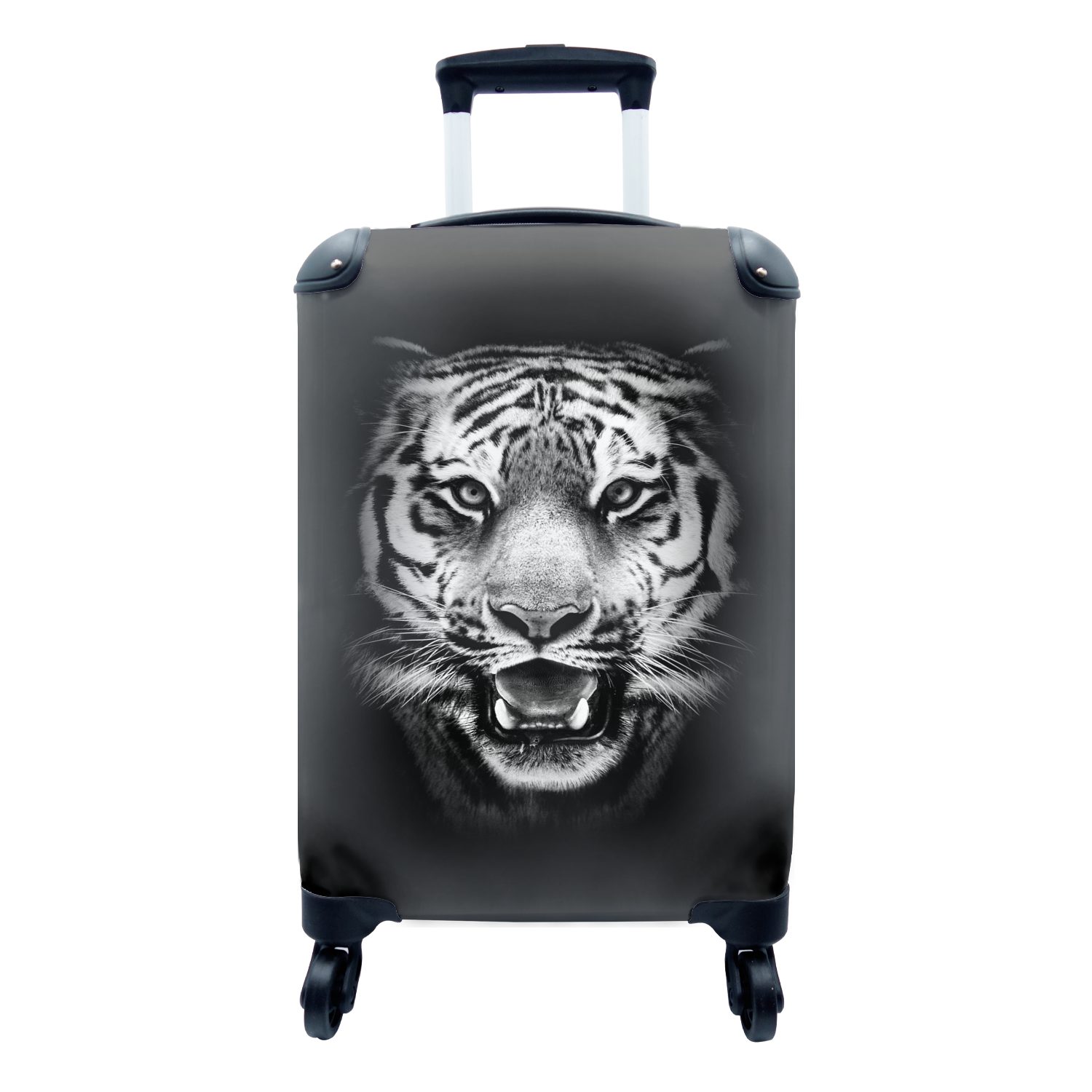 schwarzem Reisetasche schwarz mit Hintergrund Tigers weiß, vor Handgepäck Ferien, rollen, Rollen, MuchoWow - und Handgepäckkoffer 4 Reisekoffer Trolley, eines für Kopf