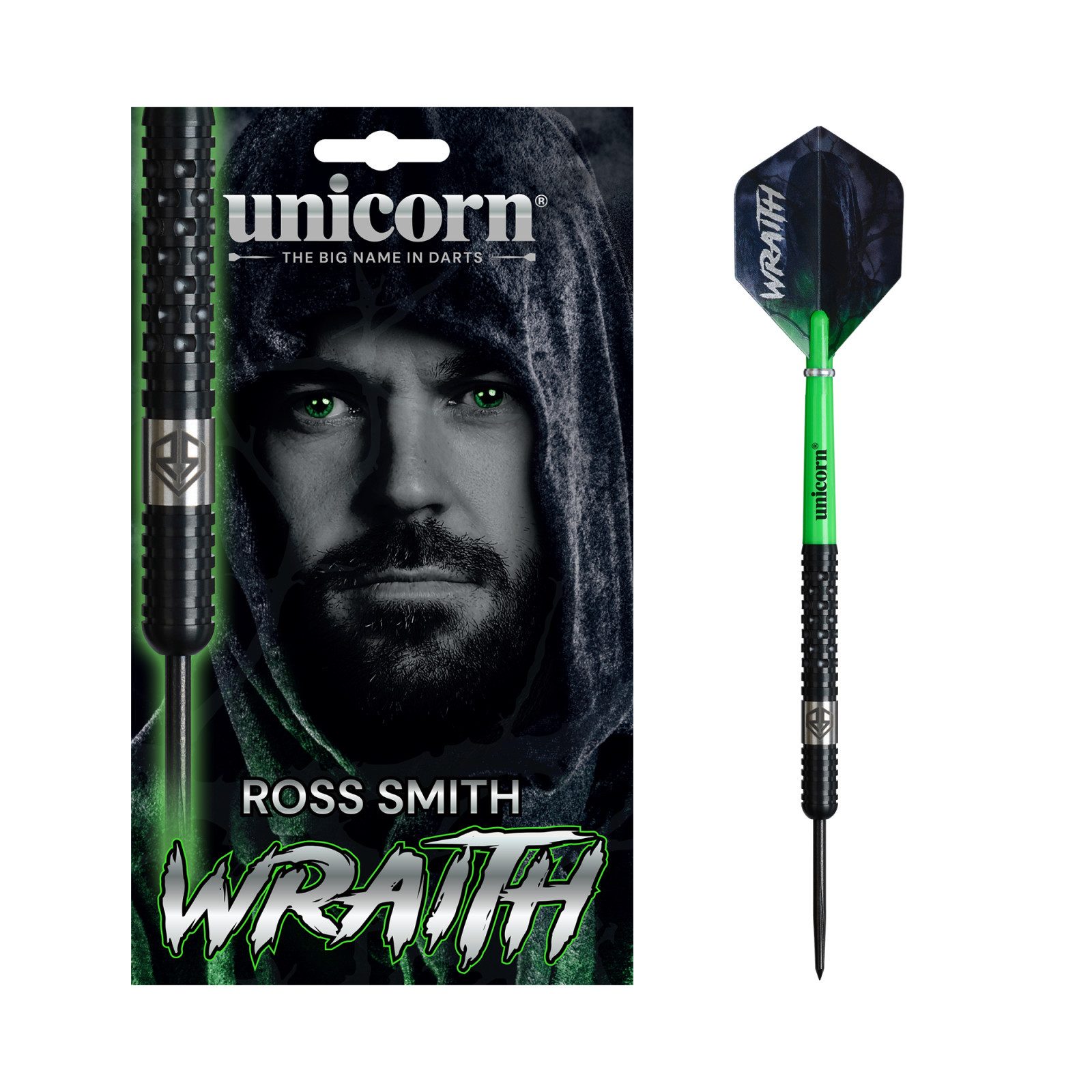 unicorn Dartpfeil Unicorn Wraith Ross Smith, Steeldart, 90% Tungsten, 24g., Schwarz, Steeldart