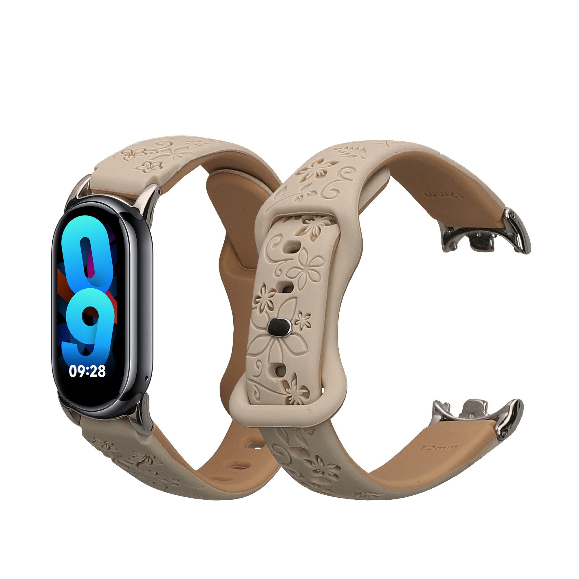 kwmobile Silikon Ersatzarmband für Xiaomi Mi Band 10 / Mi Band 9 / 8 Smartwatch, 1-tlg., Armband Silikonarmband mit geprägtem Design