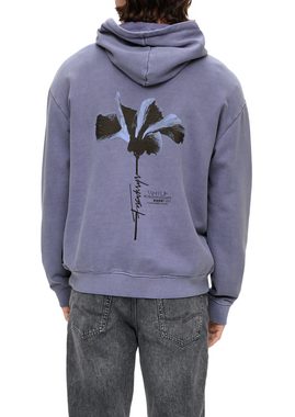 QS Sweatshirt Hoodie mit Front- und Rückenprint Label-Patch