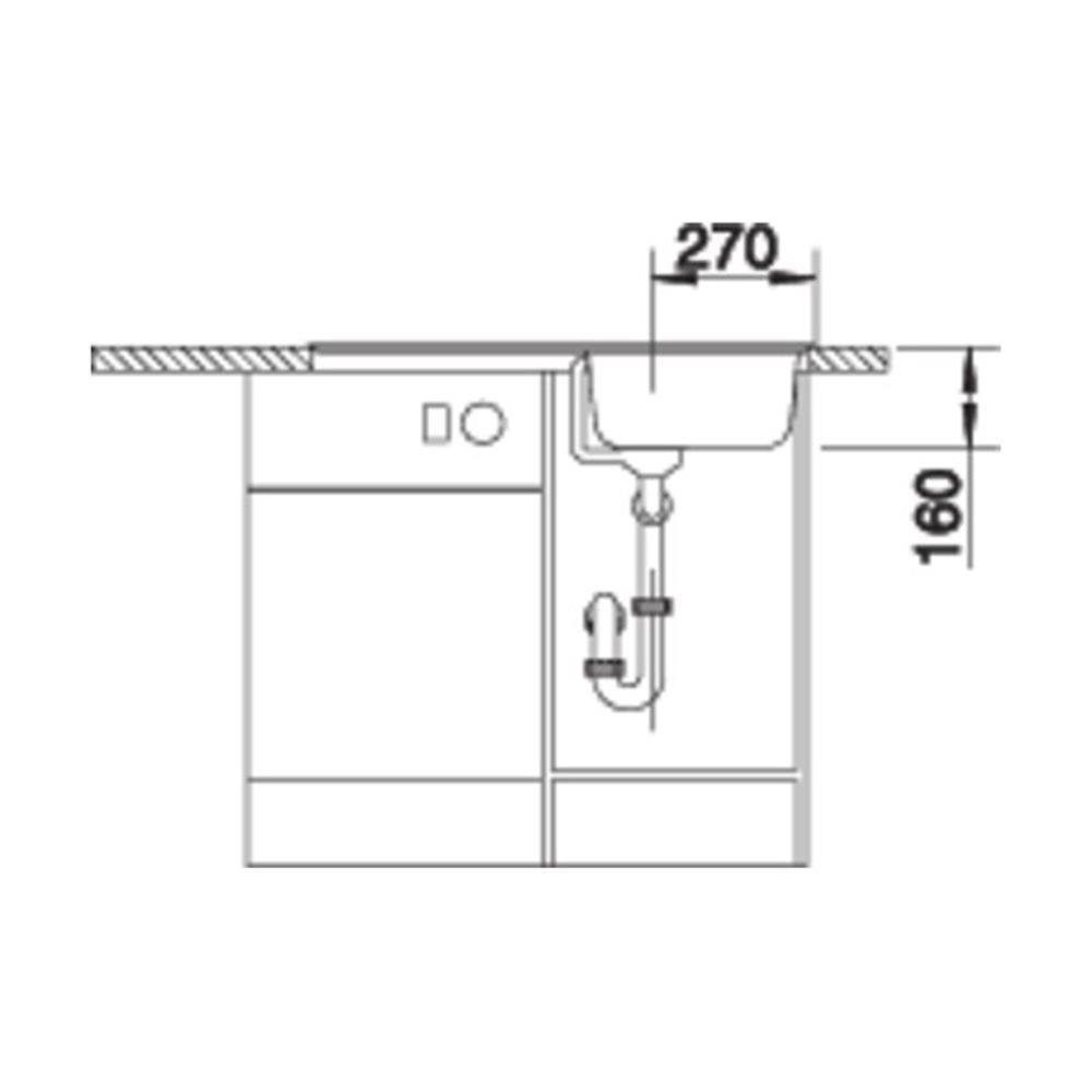 Blanco stainless steel sink TIPO 45 S, natural finish, with remote drain control, 86/50 cm
