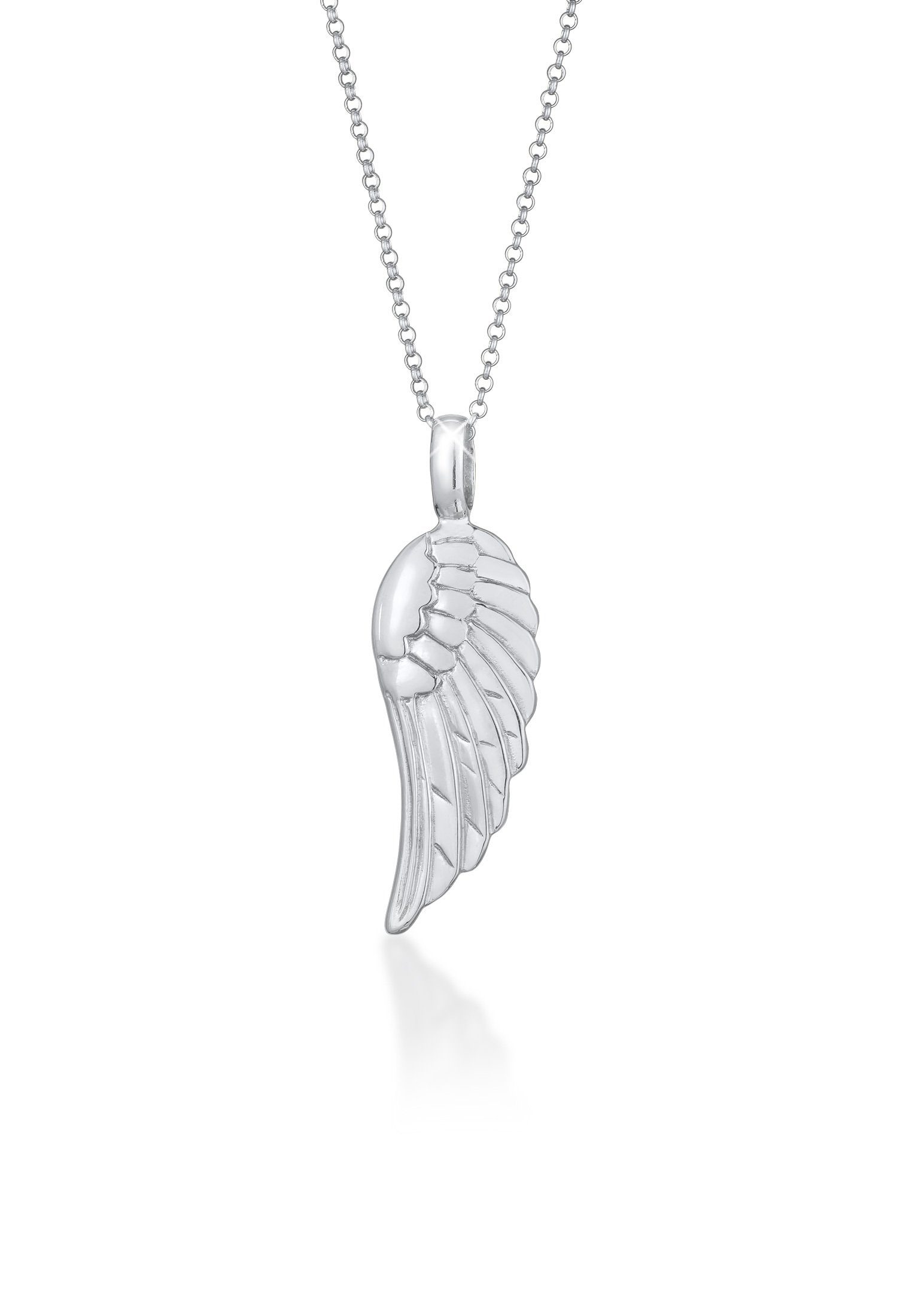 Elli Kette mit Anhänger Erbskette Engel Flügel Basic 925 Sterling Silber, Feder
