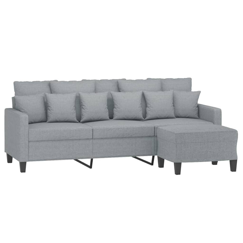 Stoff Hellgrau cm Sofa Hocker mit vidaXL 180 3-Sitzer-Sofa