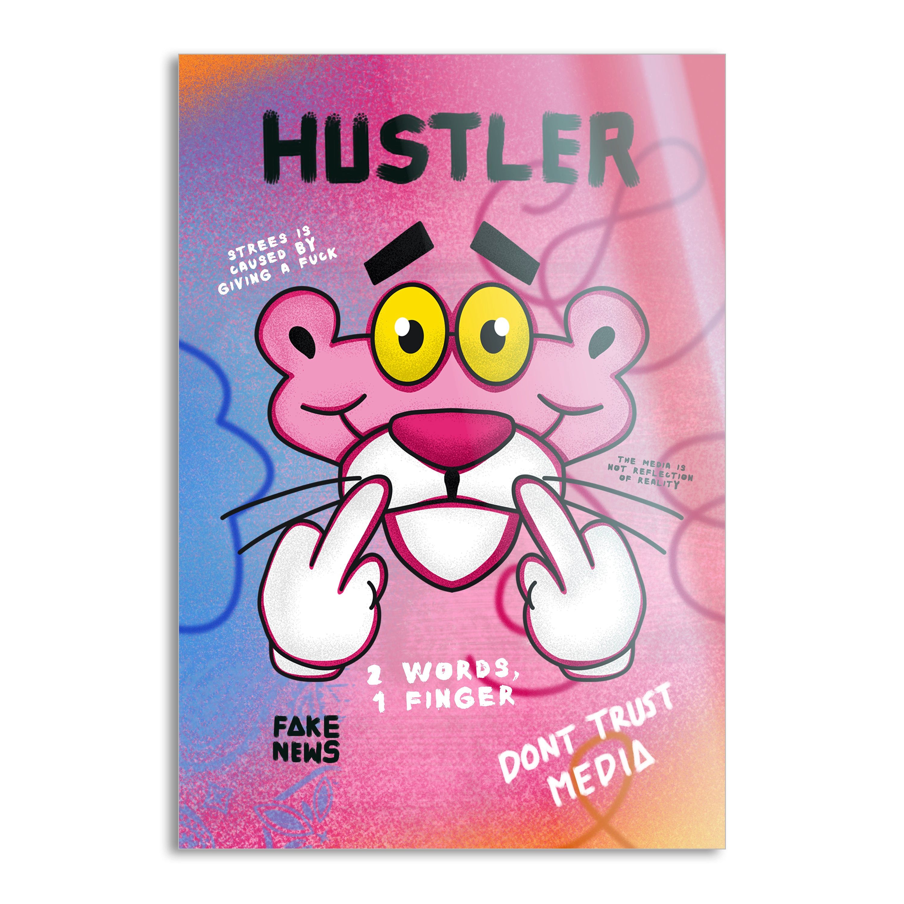 SimpleCanvas Wandbild Pink Panther Hustler - Leinwandbild Pop Art, Wandbild Pop Art, Portrait, Pink Panther