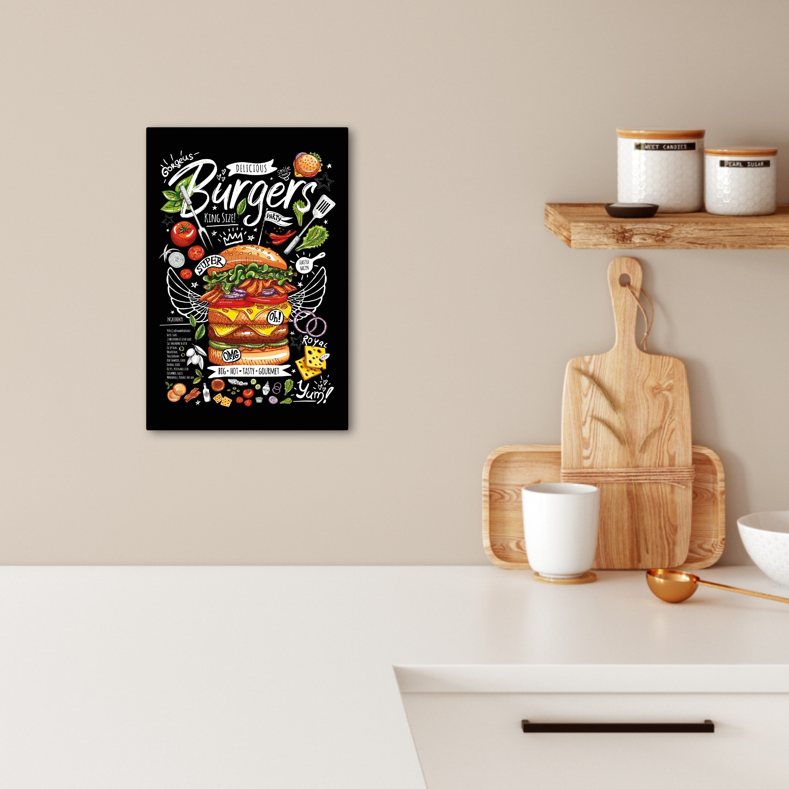 OneMillionCanvasses® Leinwandbild Hamburger - Speisekarte - günstig online kaufen