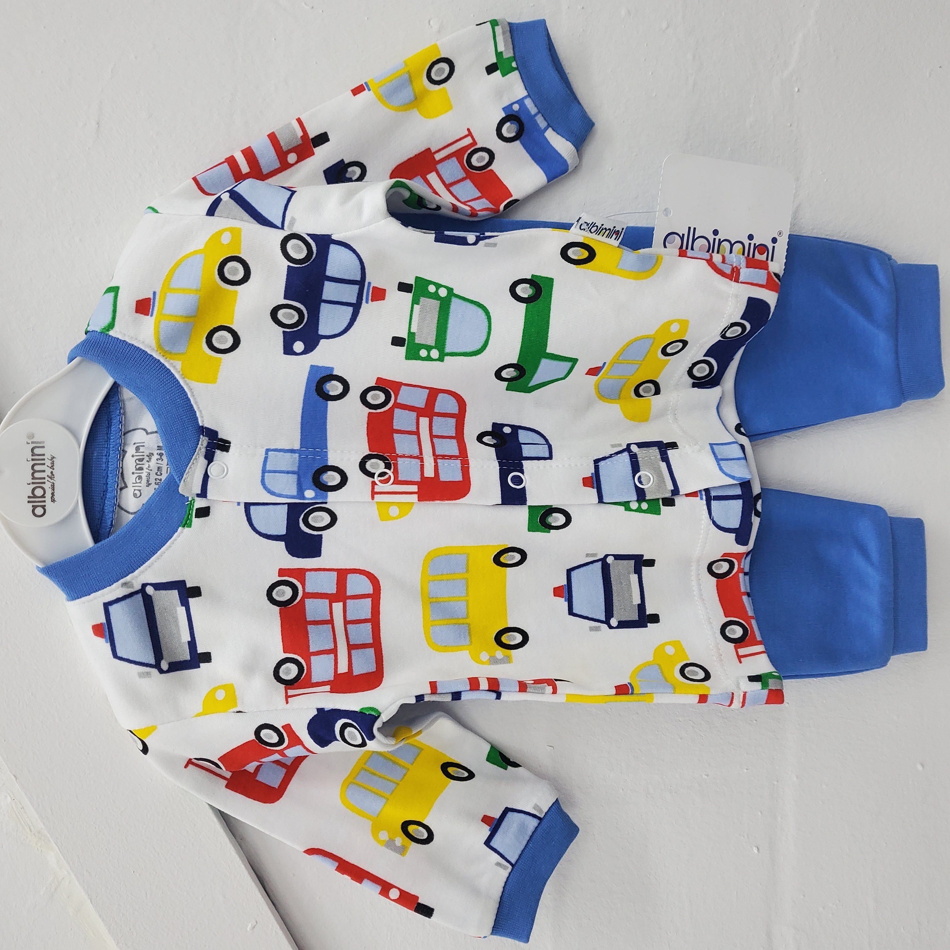 albimini Anzug Baby Schlafanzug Blau