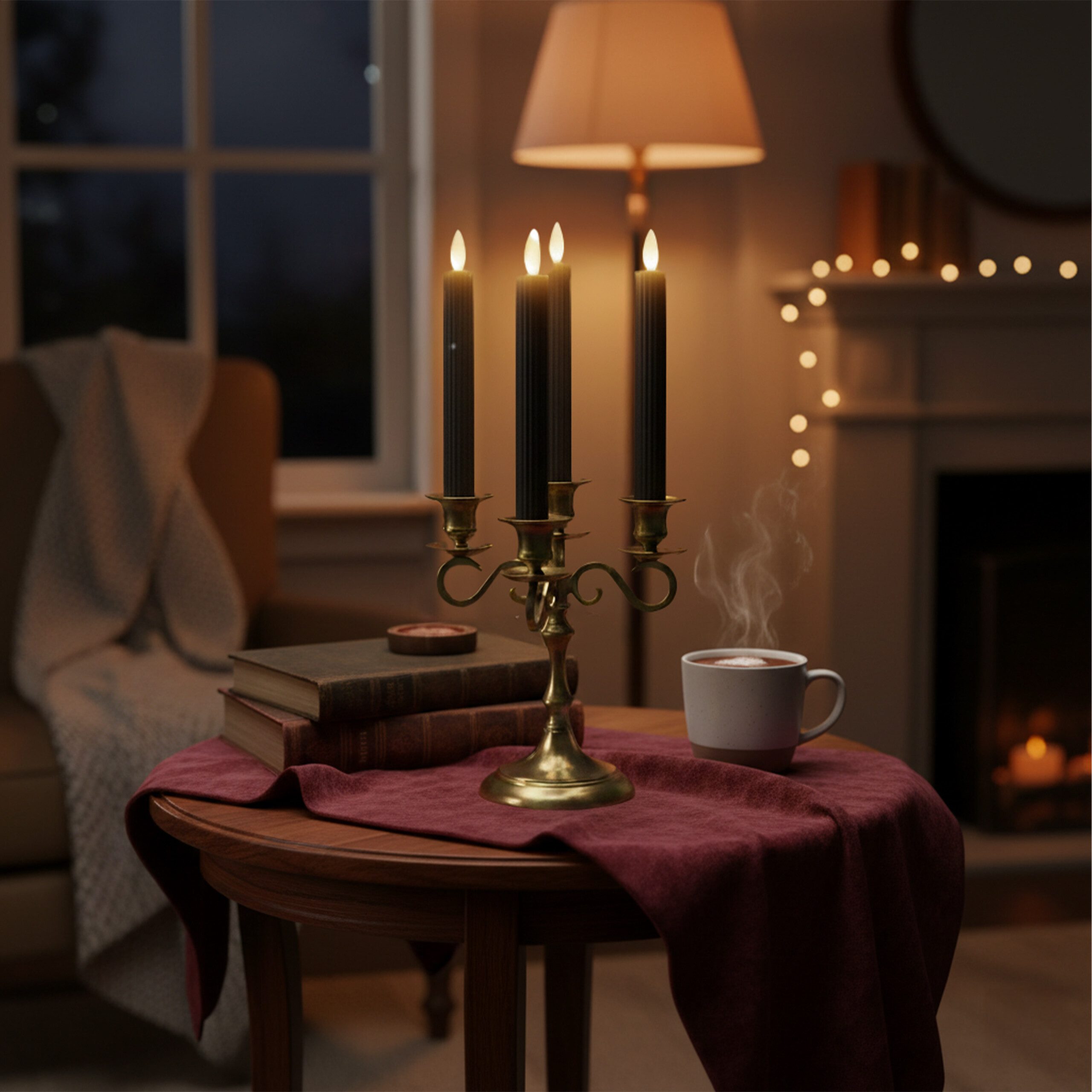 relaxdays LED-Kerze LED Stabkerzen 6er Set, schwarz
