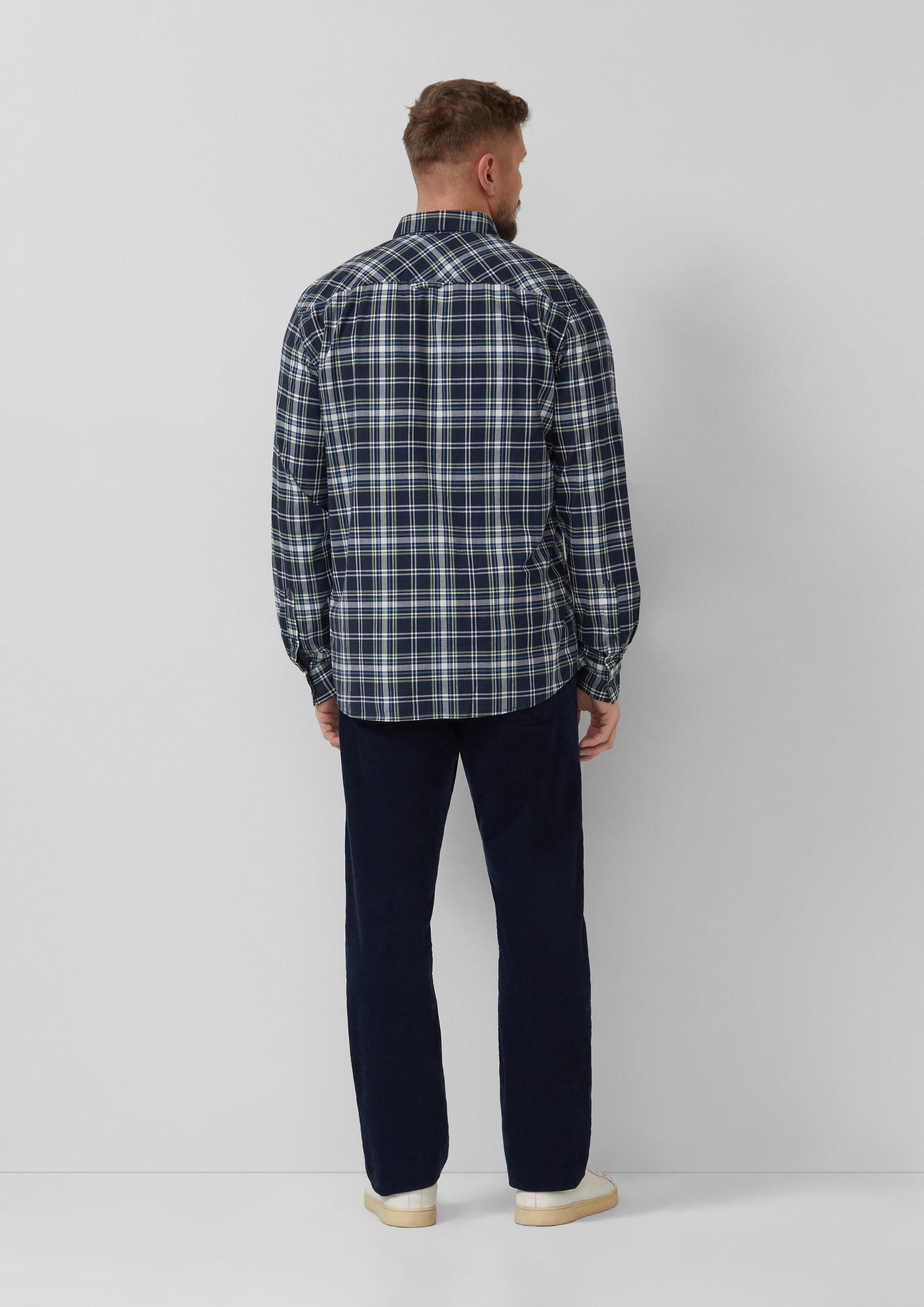 s.Oliver Langarmhemd Hemd Regular Fit: Kariertes Baumwollhemd mit Button-Down-Kragen