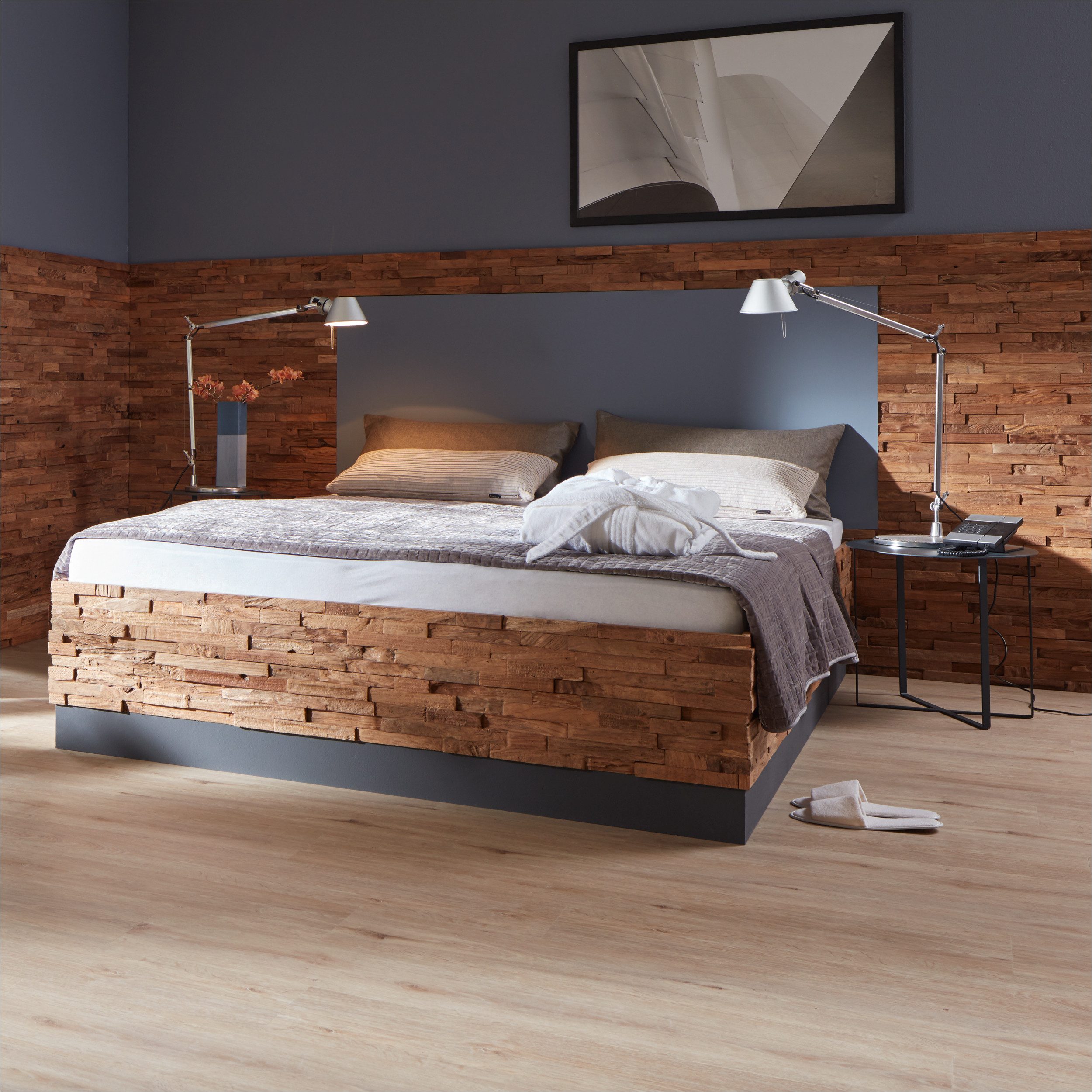 INDO 3D Wandpaneel Teak Diamond / Classic echte Altholz Wandverkleidung zum kleben, BxL: 15,00x61,00 cm, 0,10 qm, (Packung, Versandkostenfreie Lieferung) schall – Bild 5 von 5