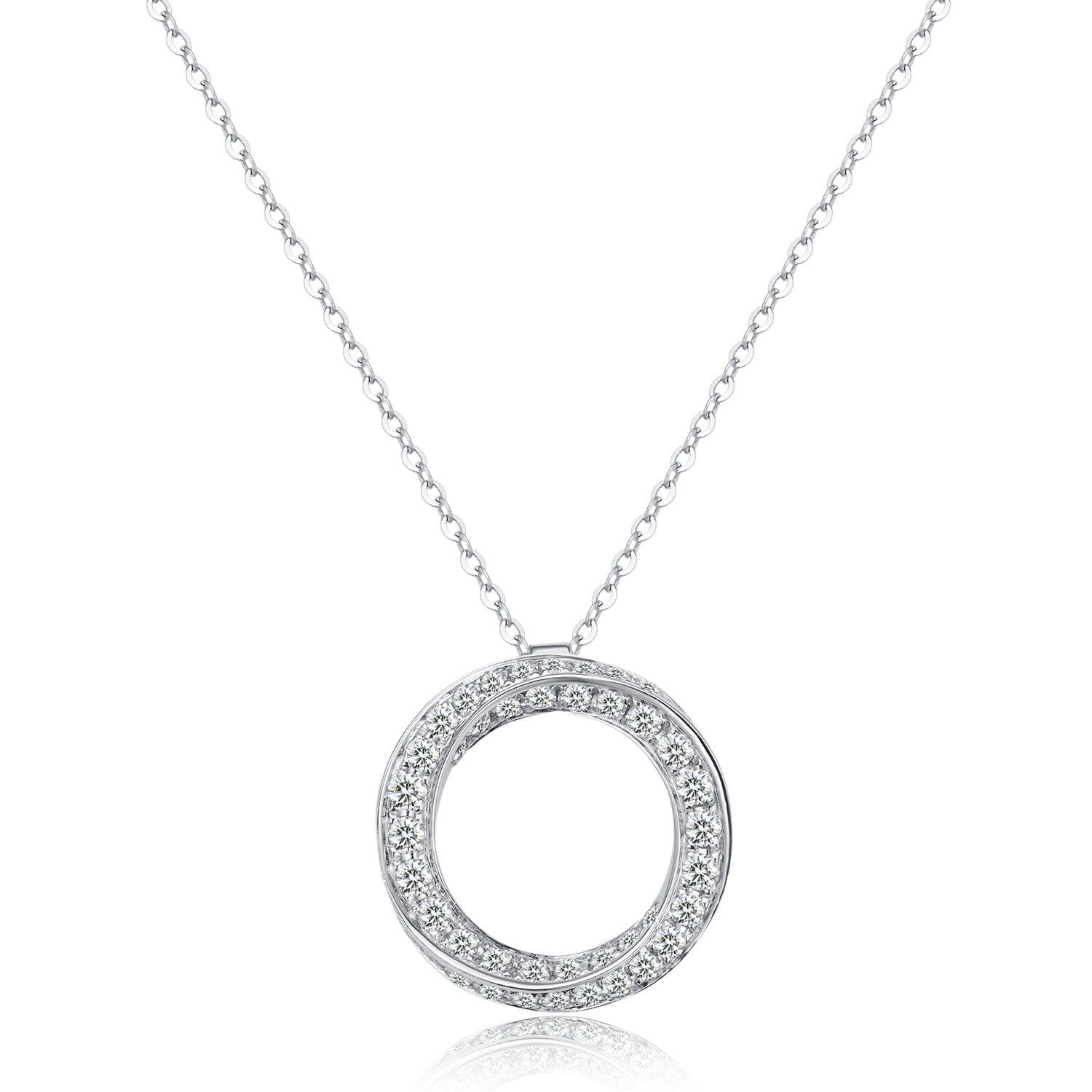 Sternvoll Goldkette Circle Collier, 0.69 ct Pavé-Diamanten 750er Gold, 0.69 ct Labordiamanten, Unendlichkeit, 18K Weißgold