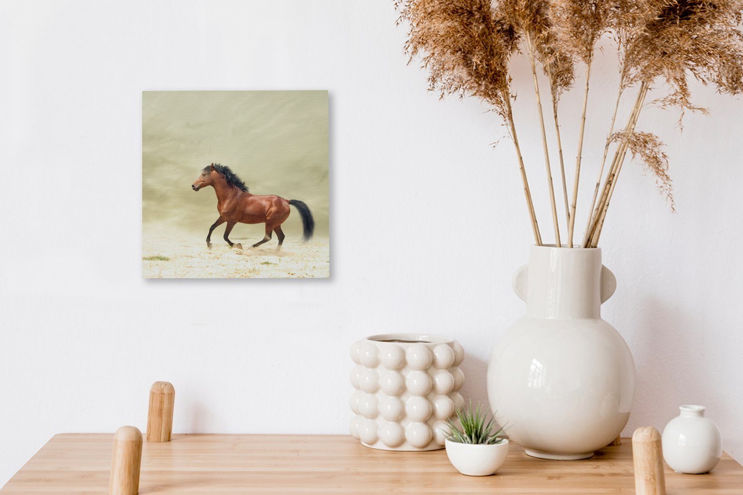 St), (1 Leinwandbild Sand, - für bunt Schlafzimmer Stoff OneMillionCanvasses® Wohnzimmer - Leinwand Bilder Pferd