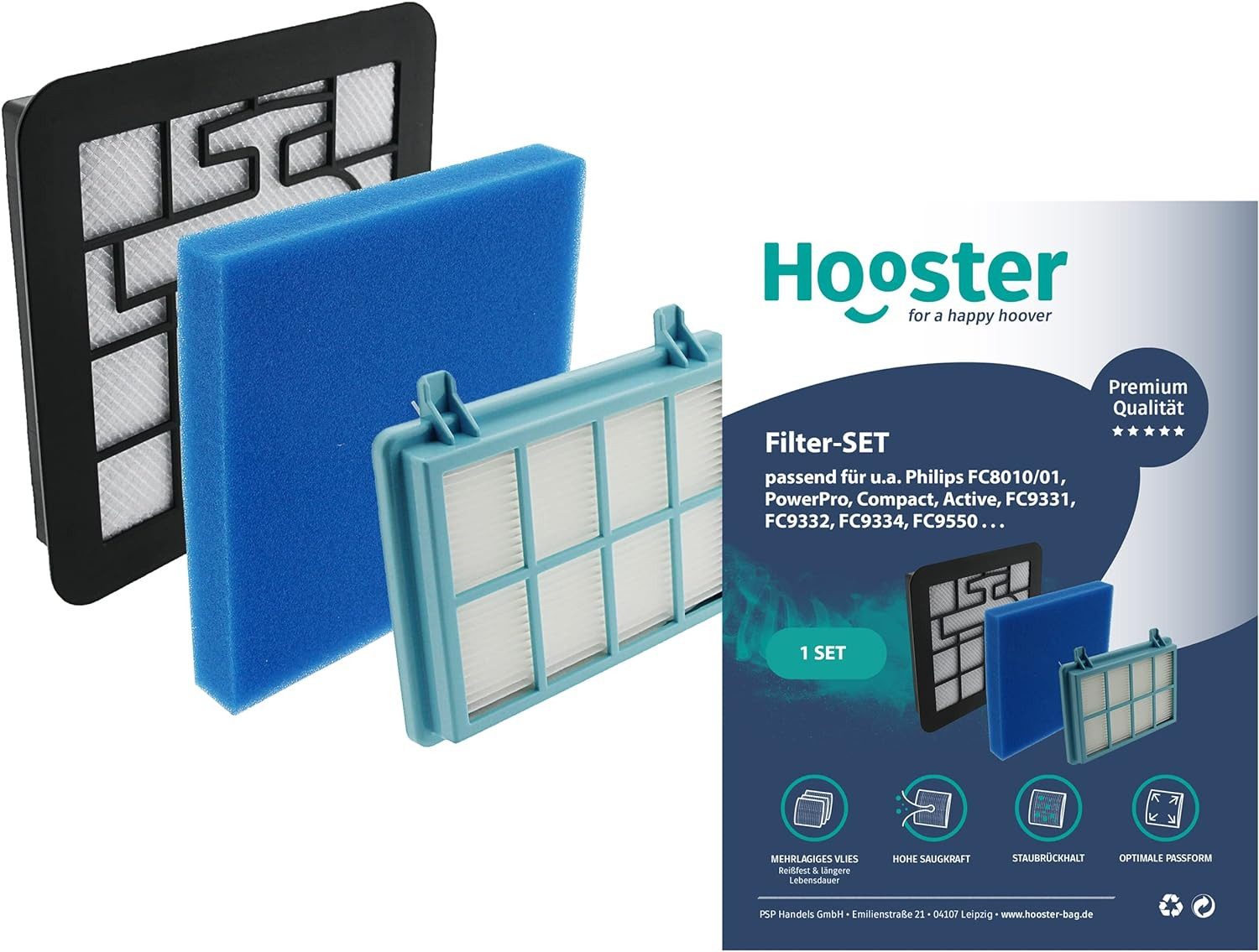 Hooster Luftfilter 1 HEPA Filter Set kompatibel mit Philips FC8010/02 für, FC9332/09 FC9329 FC9555 FC9333 und FC9330 Staubsauger, Filtersystem