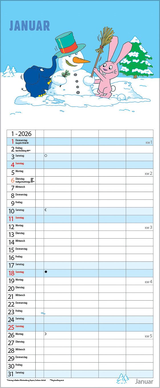 Korsch Verlag Familienkalender Korsch Kalender Der echt elefantastische Familienplaner 2026