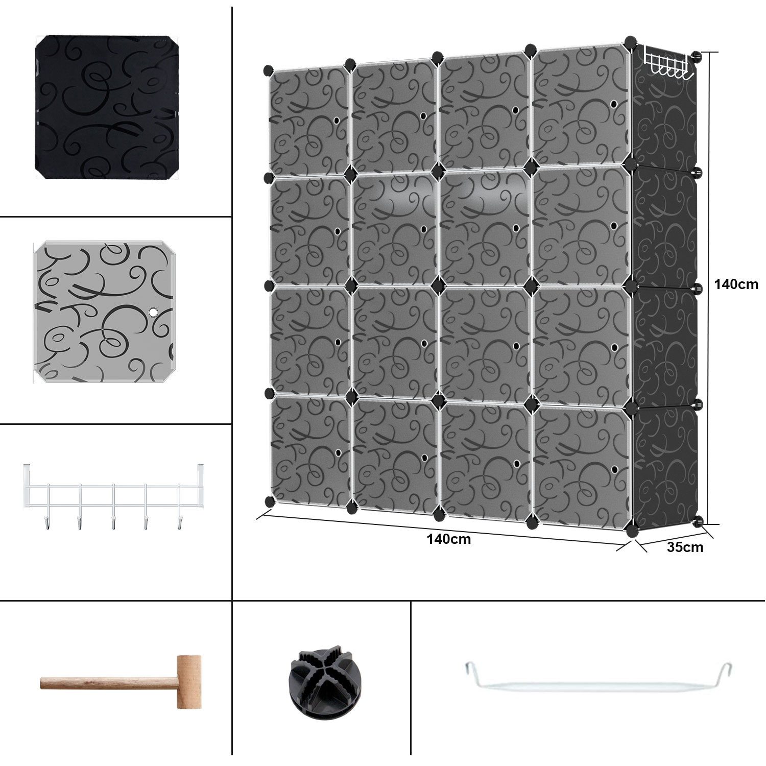 Clanmacy Kleiderschrank DIY 12/16/20 Würfel Kombischrank Stecksystem Steckr günstig online kaufen