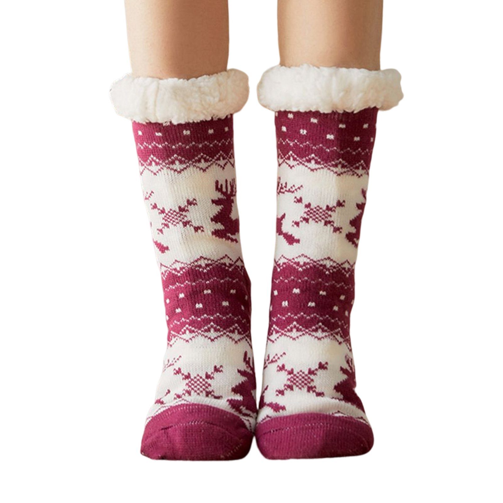 Blusmart Langsocken Weihnachts-Bodensocken Für Erwachsene Und Damen, Schneesocken, Zum Weihnachtshirsch lila | Socken