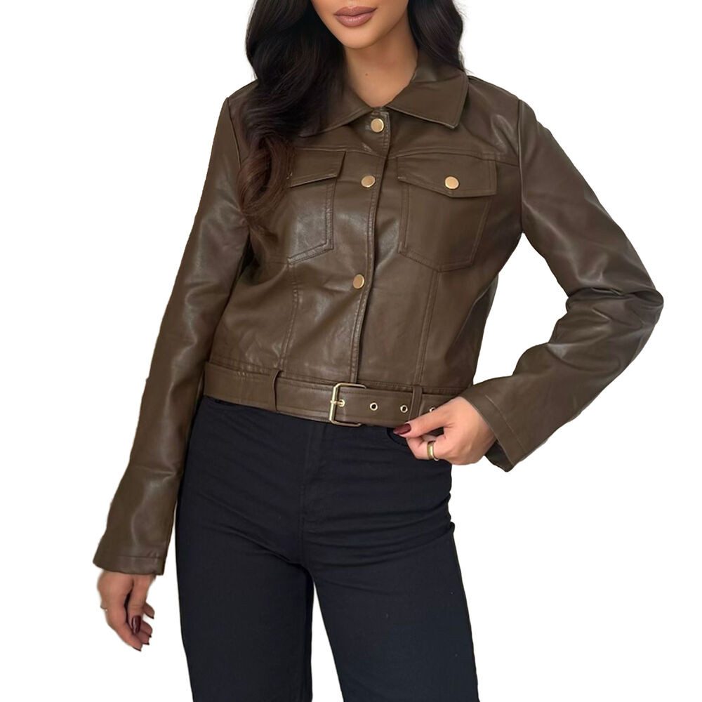 Ital-Design Lederimitatjacke Cropped Kunstlederjacke für Damen – Trendig & günstig online kaufen
