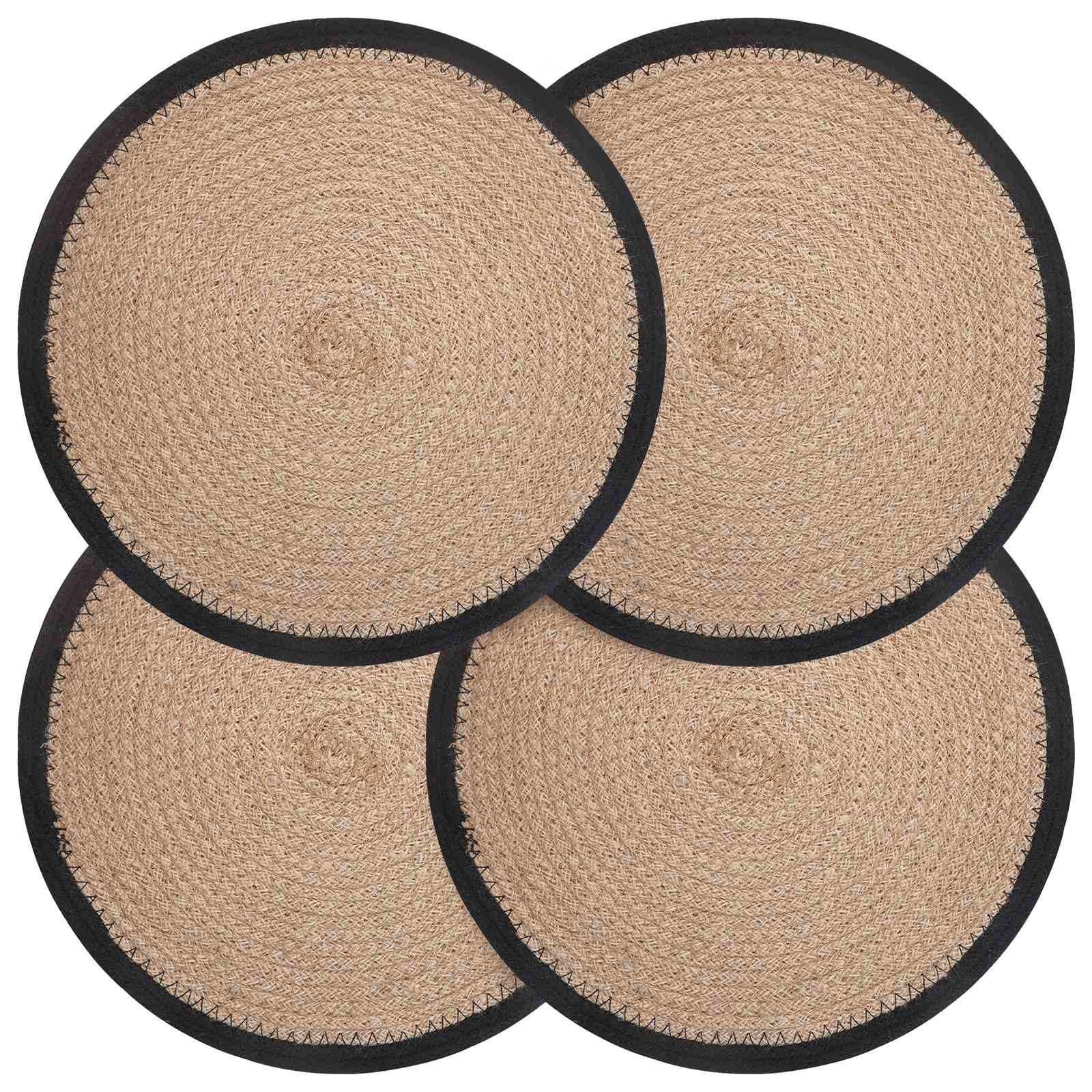 vidaXL Platzset Jute Platzsets 4 Stk. Natürlich und Schwarz 100% Tossa Jute, (4-St)