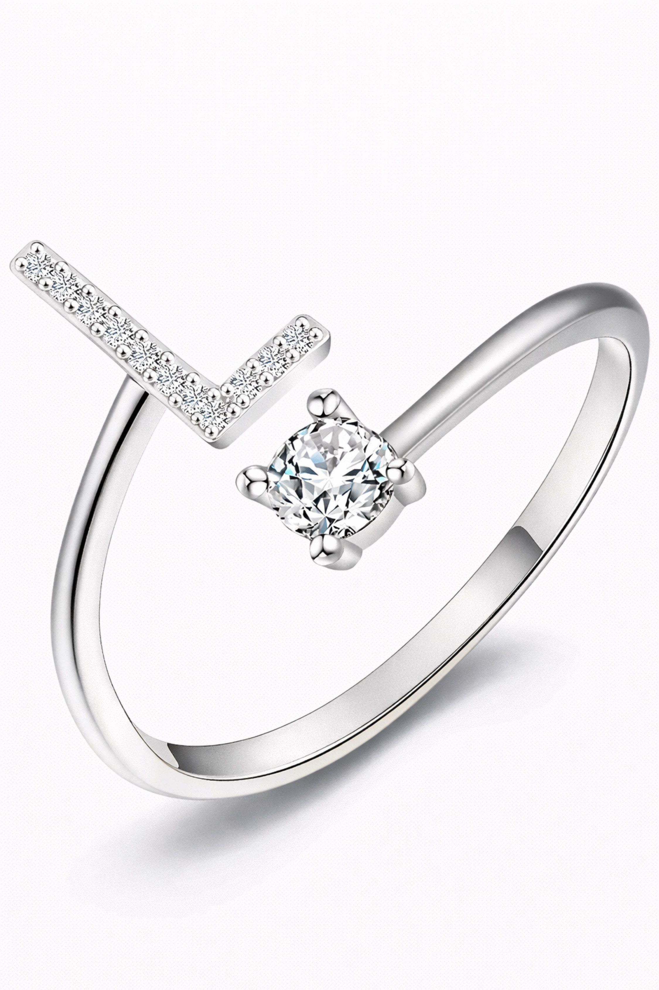 S&T Design Fingerring Buchstaben Ring Damen 14K Gold Vergoldet Silber Verstellbar Wasserfest (Goldring Geschenke für Frauen Freundin Mädchen Schmuck, 1-tlg., Buchstabenring), Damenring langlebigem Edelstahl Verstellbare Größe 50 - 60 Modeschmuck
