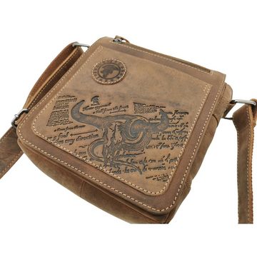 Landleder Messenger Bag BULL & SNAKE -Universal- Umhängetasche, Echtes Büffelleder